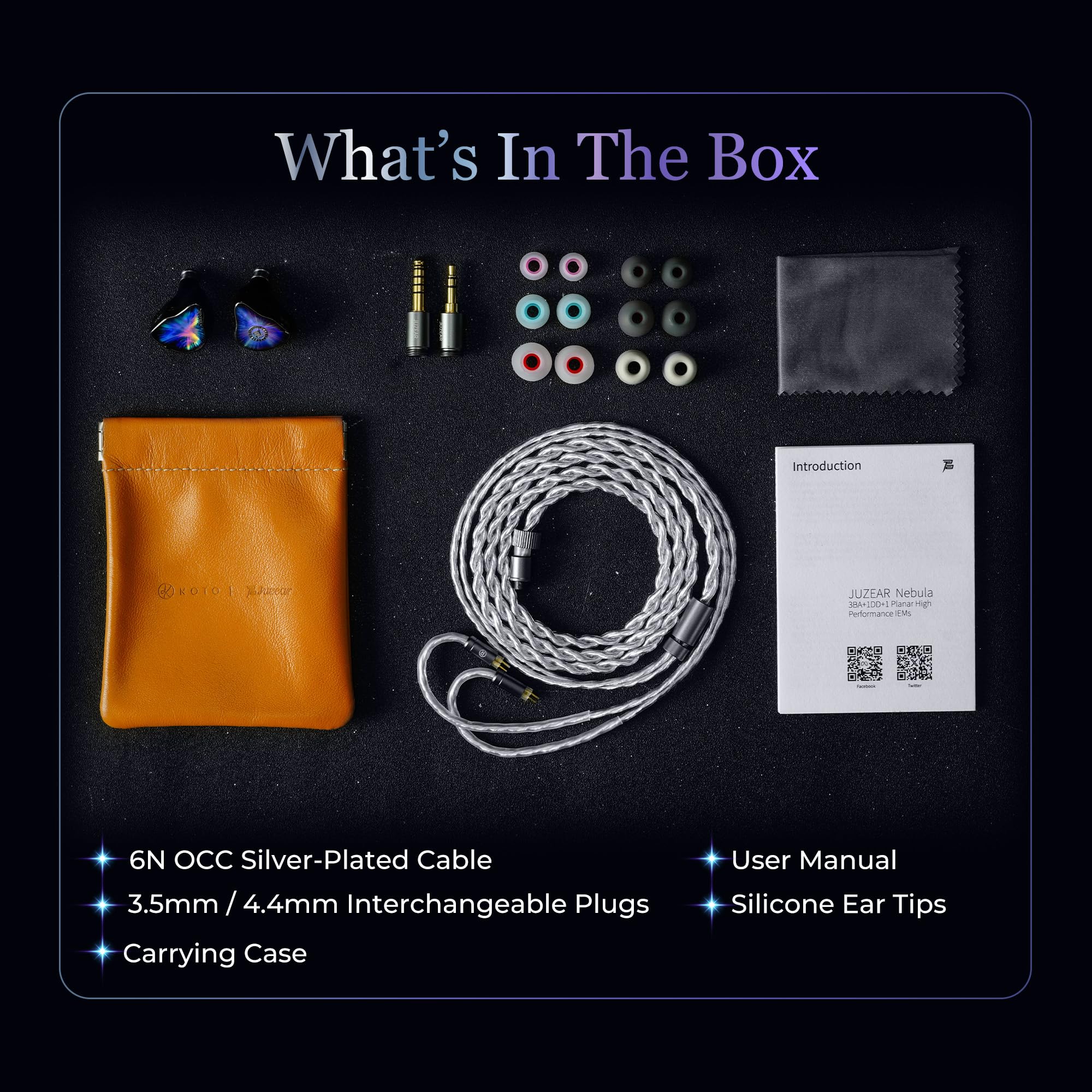 HiFiGo Juzear x KOTO Ne Bula 1DD + 3BA + 1Planar Hybrid In-Ear Monitor, Auriculares con cable, Grabación HiFi y Mixing, Auriculares IEM portátiles para juegos para ingenieros musicales profesionales