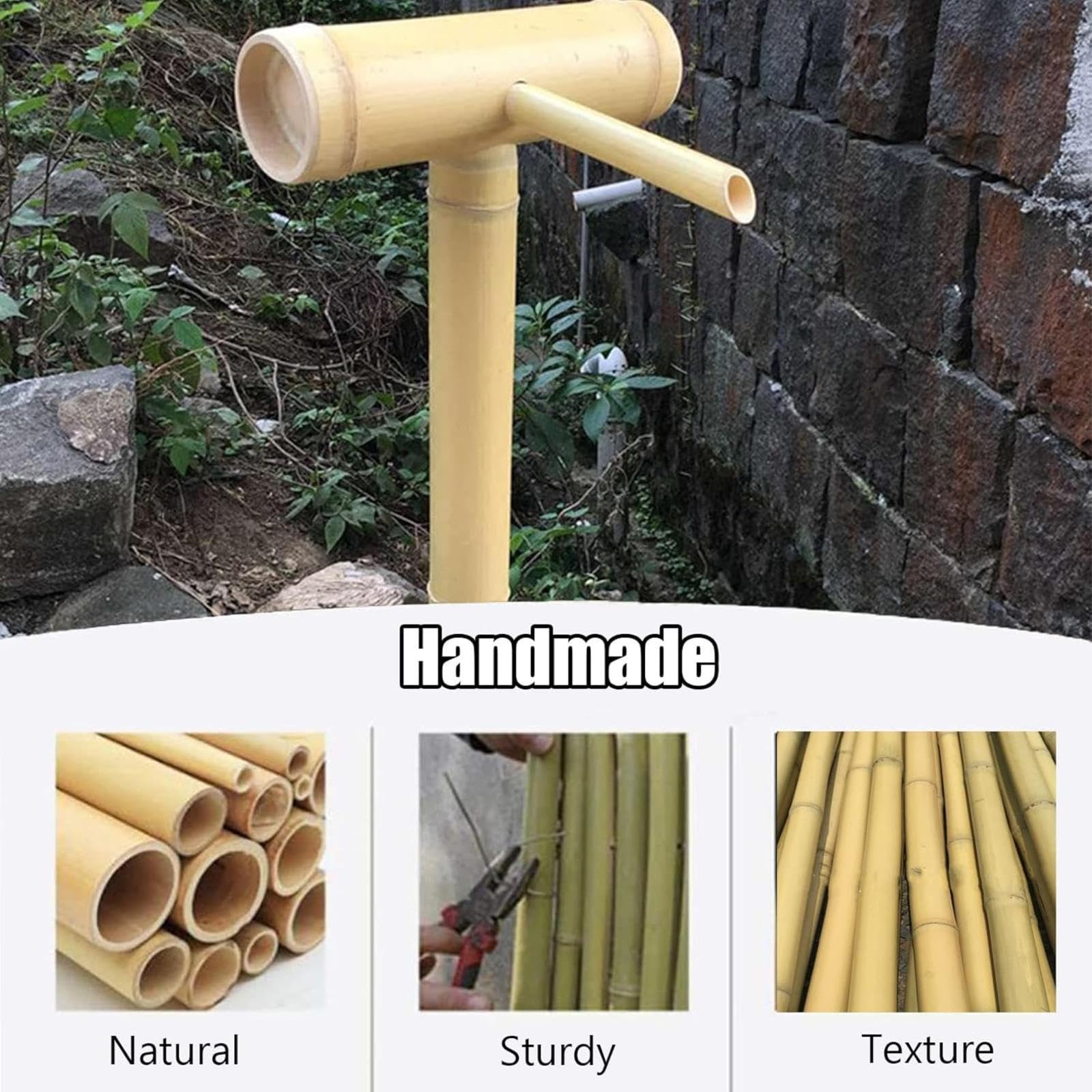 Kit Fontana In Bambù, Vasca Per Uccelli In Bambù, Fontana Solare Da Giardino Zen, Decorazione Con Acqua Corrente E Pompa, Bocchetta A Cascata Per Esterni, Per Laghetto, Patio, Giardino, 23, 35,4 Poll