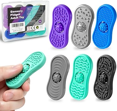 Teacher Must Have Sensory Fidget Toys for Adults 6 Pack Silicone Worry Stones for Autism ADHD Anxiety Calming Down Kids Quiet Silent Figette Stress Relief for Therapy Office Desk Figets Toys Set