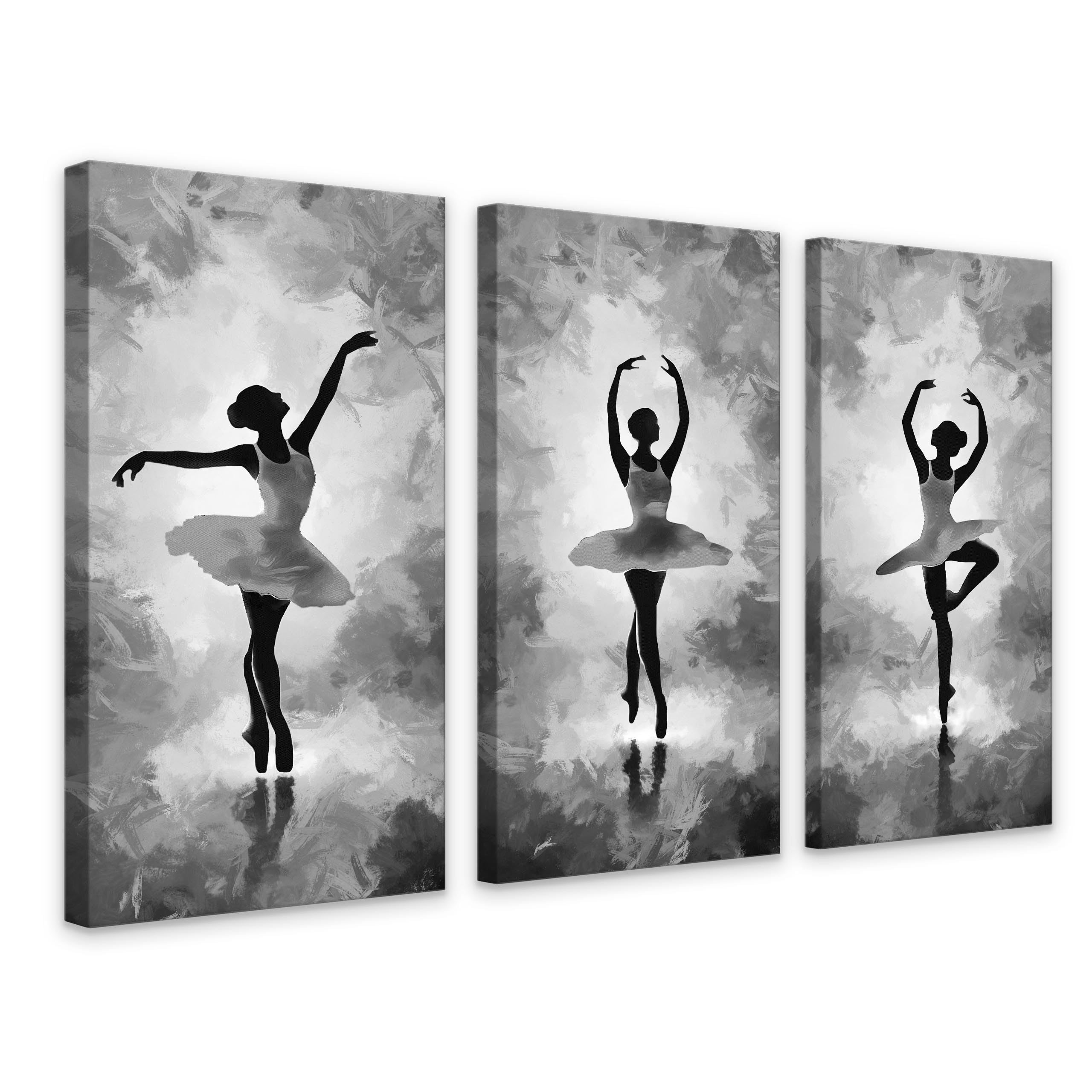 Muralo - Set di quadri da parete – Set di immagini su tela pronta da appendere, per soggiorno, camera da letto, decorazione moderna da parete, ballerina, donna, danza, 3 immagini 40 x 80 cm