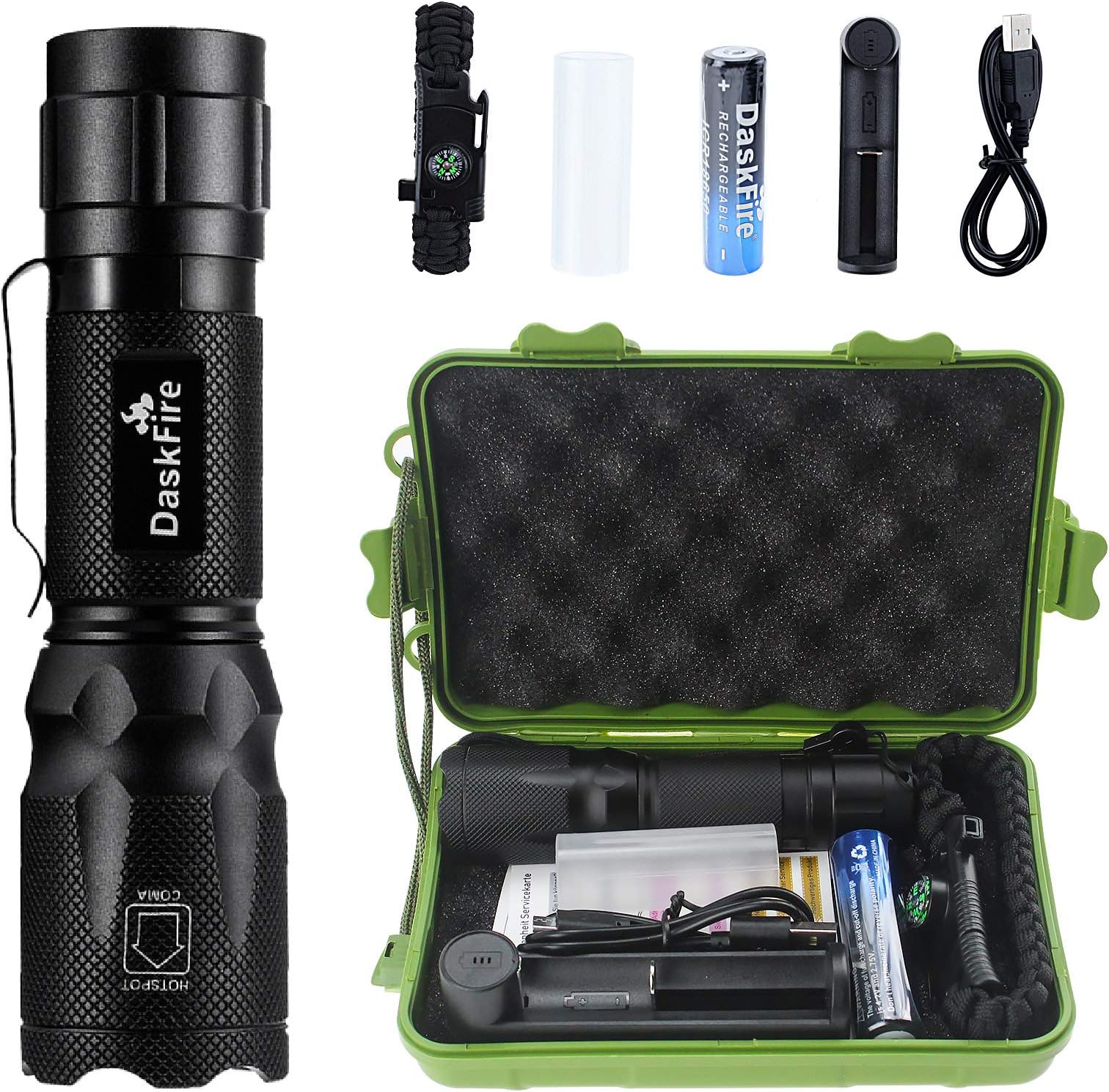 2 in 1 LED Torch Super Bright 900 Lumen Black Light UV 395nm Blacklight Handheld Flashlight Adjustable Focus 4 Modes Waterproof Pocket Torch Set