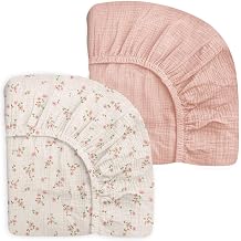 Mini Crib Sheets 2 Pack, Muslin Cotton Nursery Bedding, 24" x 38"