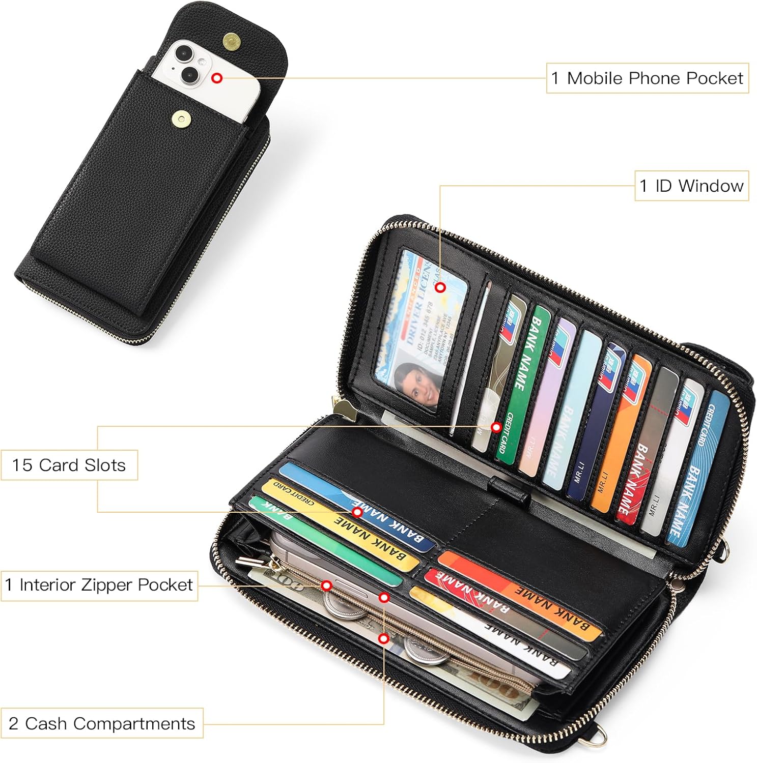 FALAN MULE Small Cell Phone Crossbody Bag Purse for Women, PU Leather Wallet Purse… - Image 3