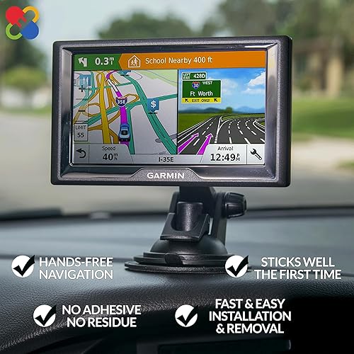 Miniatura 4 de Soporte GPS para Garmin con ventosa, tablero y parabrisas Garmin GPS para automóvil, soporte GPS ultra adhesivo para Garmin Nuvi RV Dezl Drive