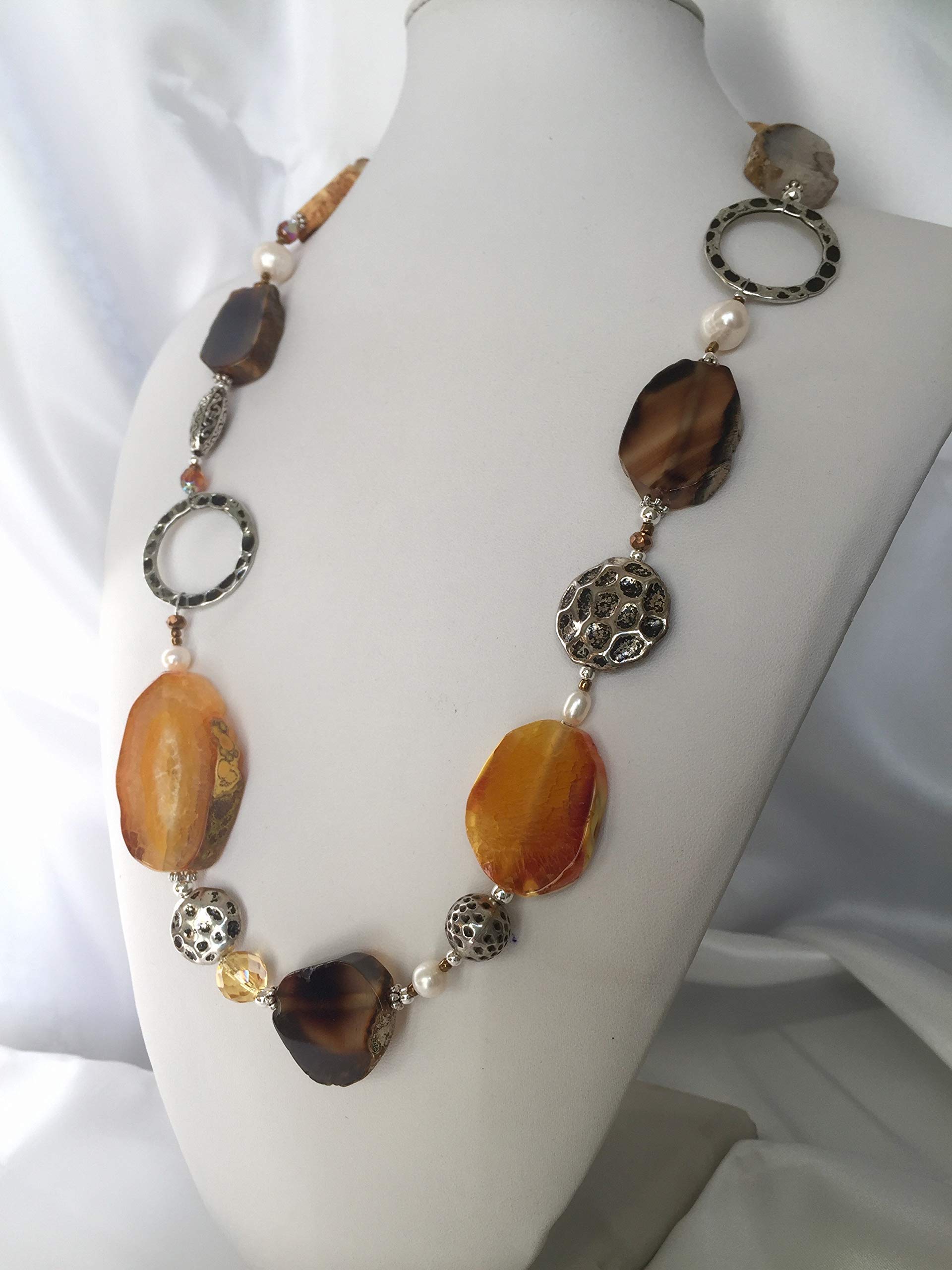Collana lunga Donna in Pietre Dure "Zafferana", regolabile