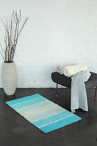 Miniatura 3 de Chardin Home - Juego de tapetes de baño rayados, 100% puro algodón (2 unidades, 24" x 40" y 21" x 34"), con base de látex antiderrapante, Poliéster