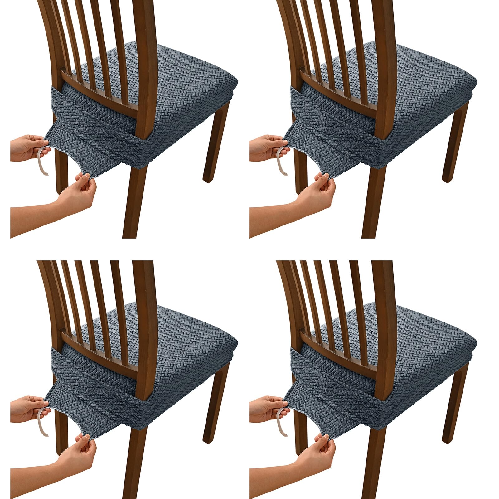 carotoe Of 4 Stretch Patterned Chair Seat Cover Washable Stretch Seat Slipcover for Kitchen Dining Room Chair Cover Elastic Covers