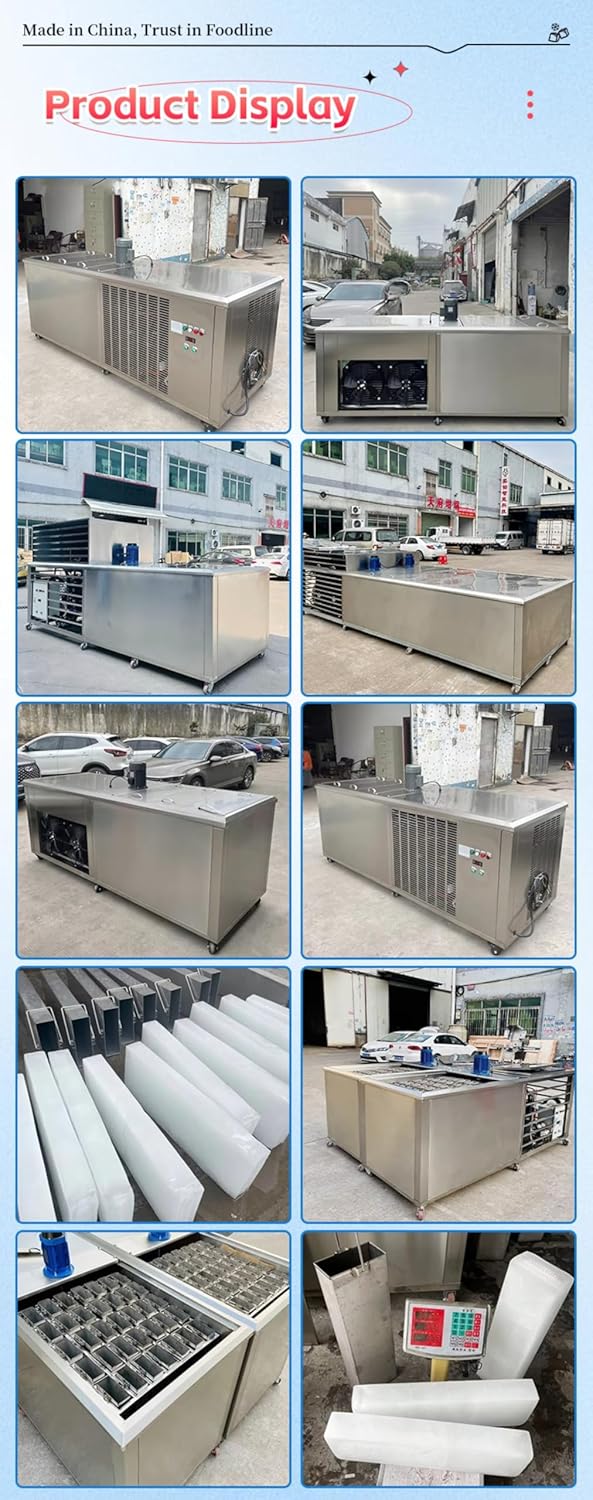 Large Capacity Ice Block Maker for Commercial Beverage Shops and Kitchens, Produces Uniform Ice Bricks with Efficient Operation and Durable Construction.
