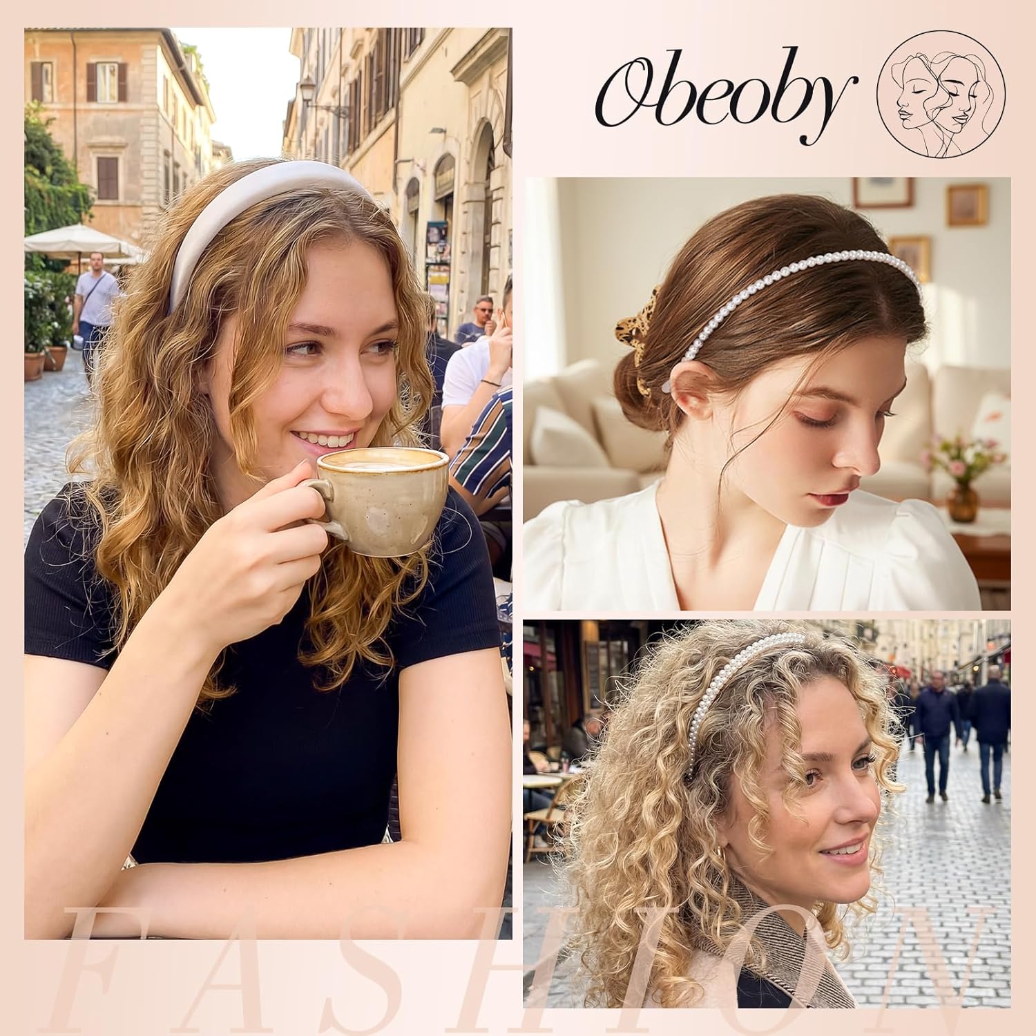 obeoby White Bridal Headbands, 5Pack Pearl Headbands Rhinestones Bridal Wedding Party Shower Gifts Hair Accessories - Image 5