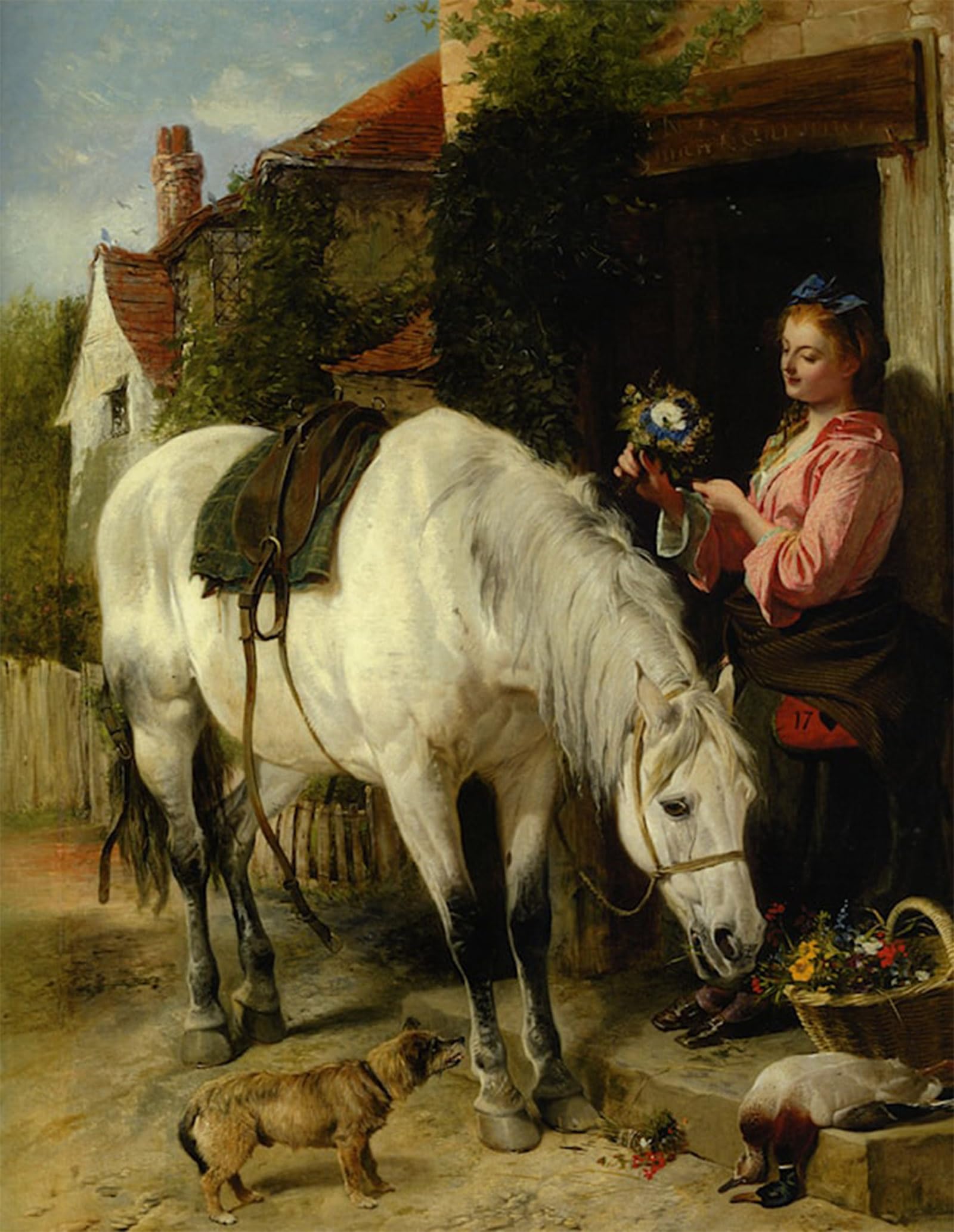 POSTERIIk Famous Modern Artwork Art Mural Thr Gardeners Daughter by Richard Ansdell Oil Paintings Pictures for Home Decor 60x90cm