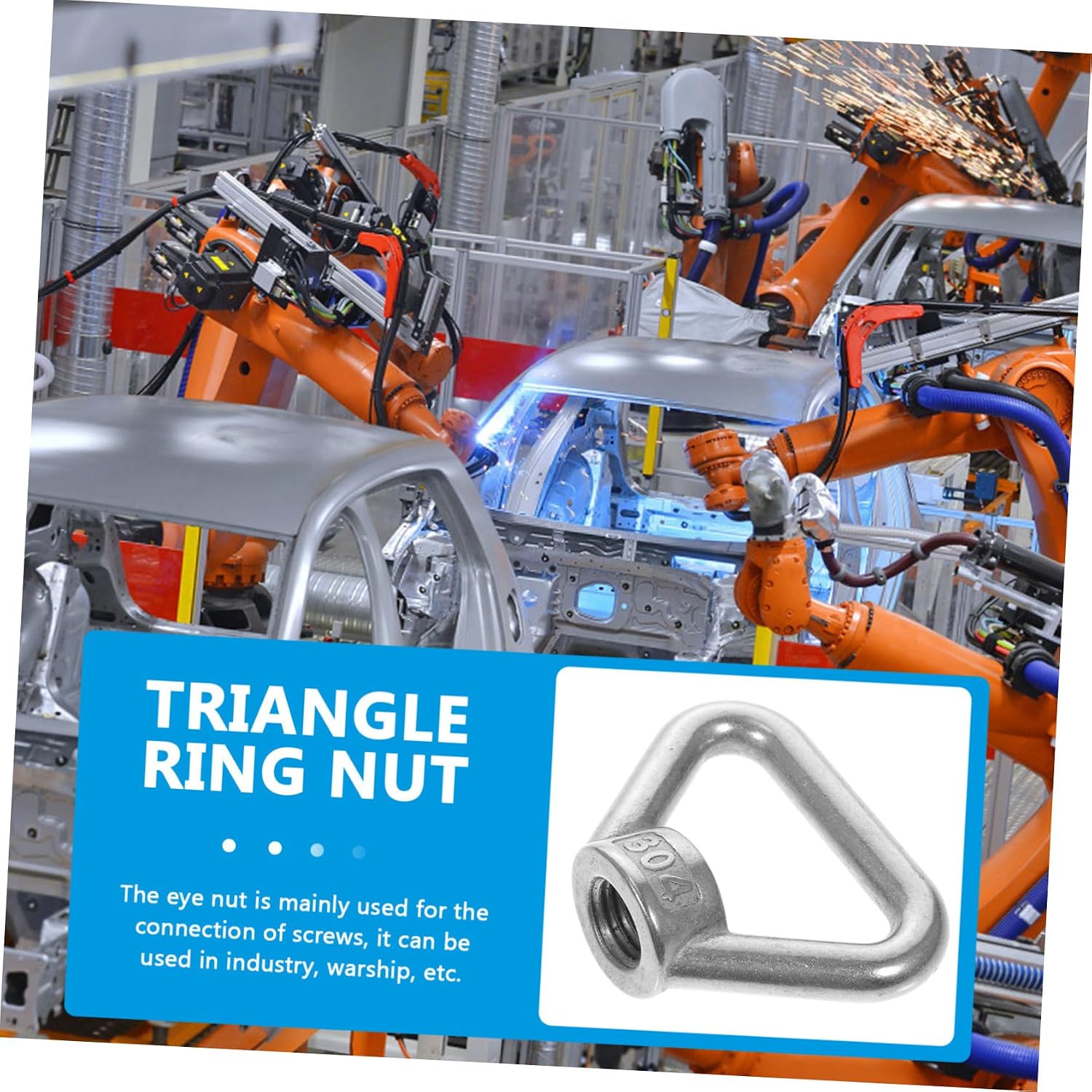 Stainless Steel Triangular Eye Nut Threaded Ring Nut for Lifting Corrosion Resistant Cargo Tie Down Accessory for Kayak Boat Canoe Heavy Duty Outdoor Use