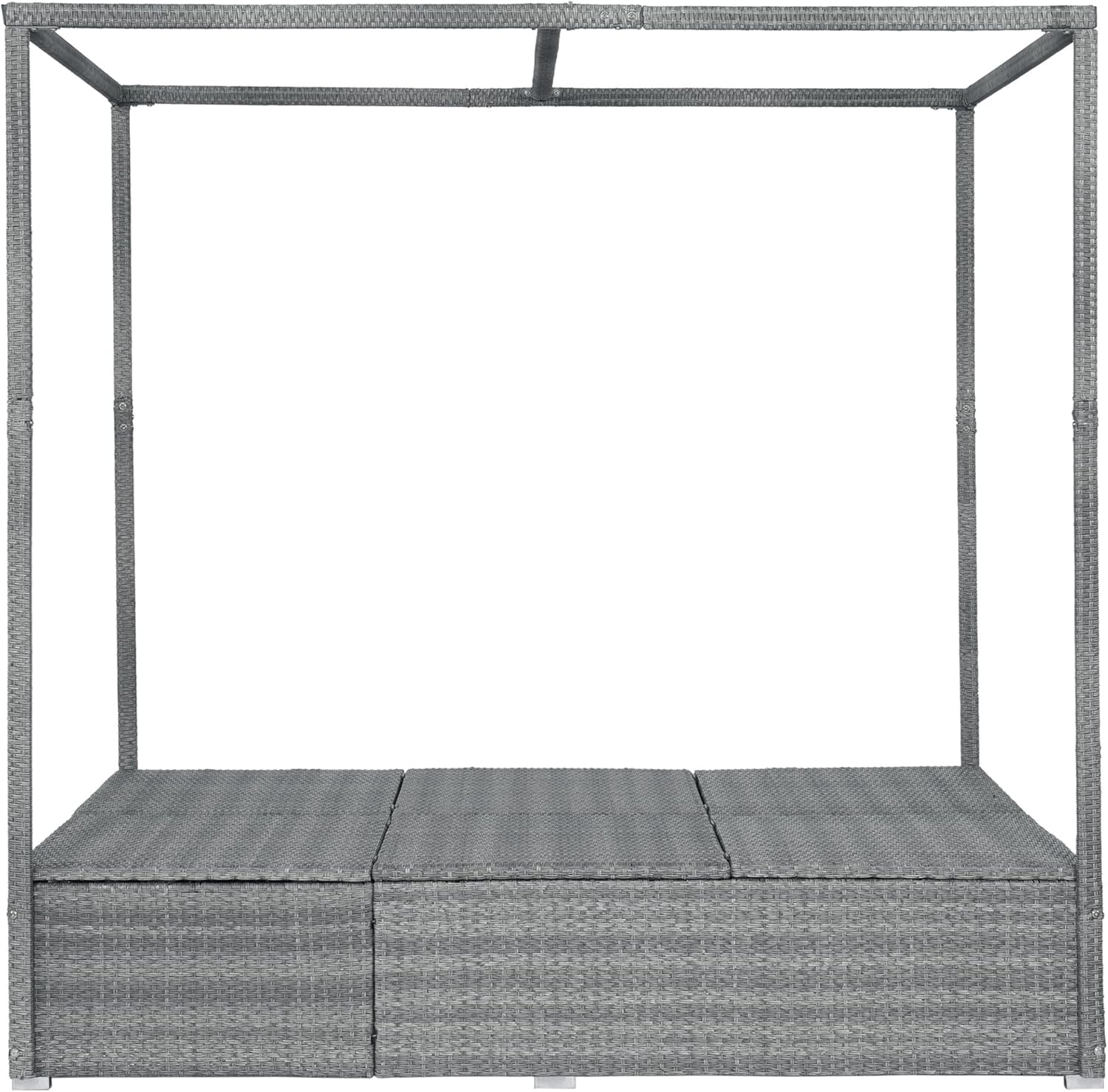 LUMISOL Outdoor Patio Sunbed with Curtains, Patio Wicker Sunbed Daybed with Adjustable Seats,Rattan Double Chaise Lounge Chair with Overhead Cushion for Garden Backyard Porch, Orange