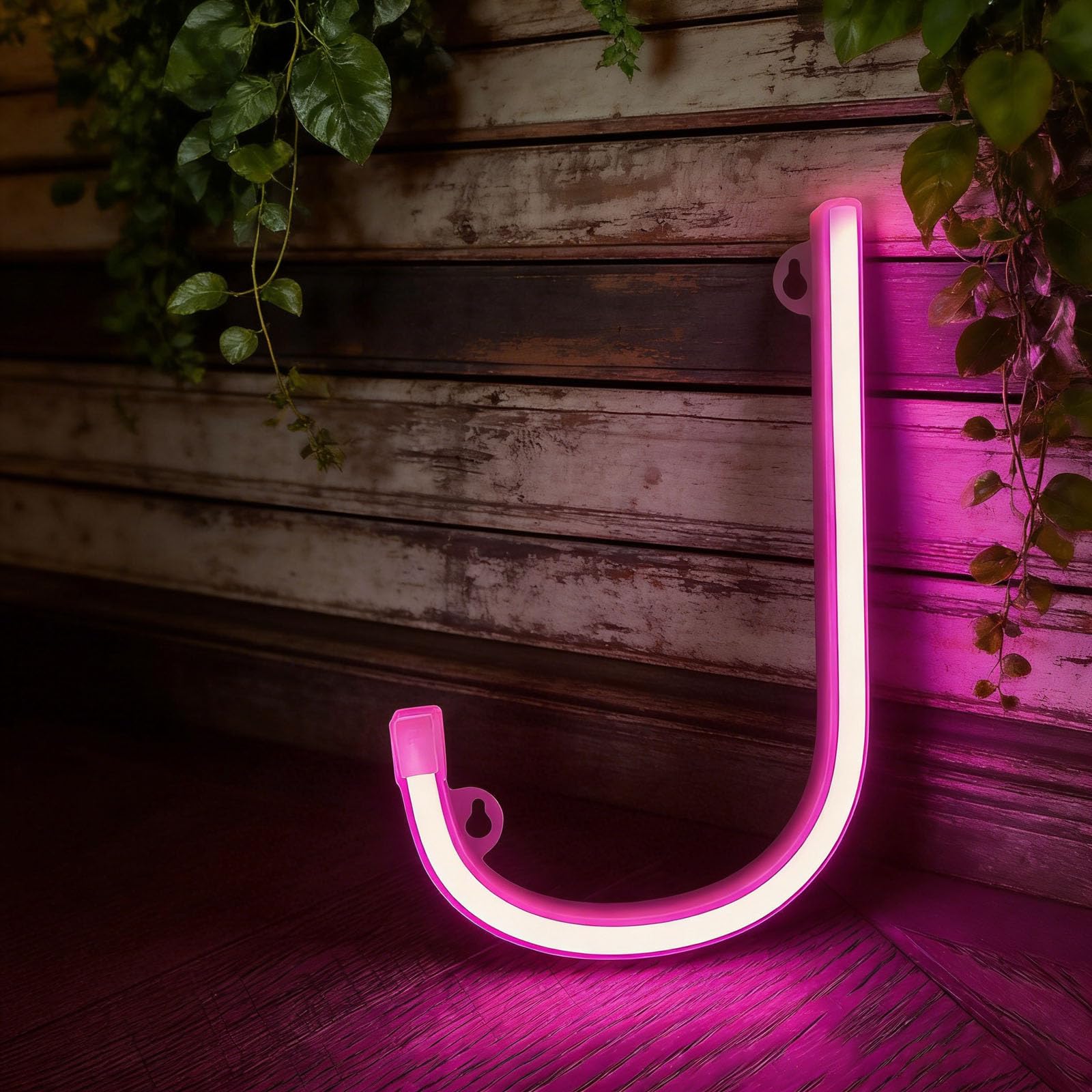 LED Pink Neon Letter Signs Night Light Battery or USB Operated LED Marquee Letters Neon Art Decorative Lights Wall Decor for Commercial Use Holiday Retail DIY Projects Home Bar Bedroom Decor（J） — image 1