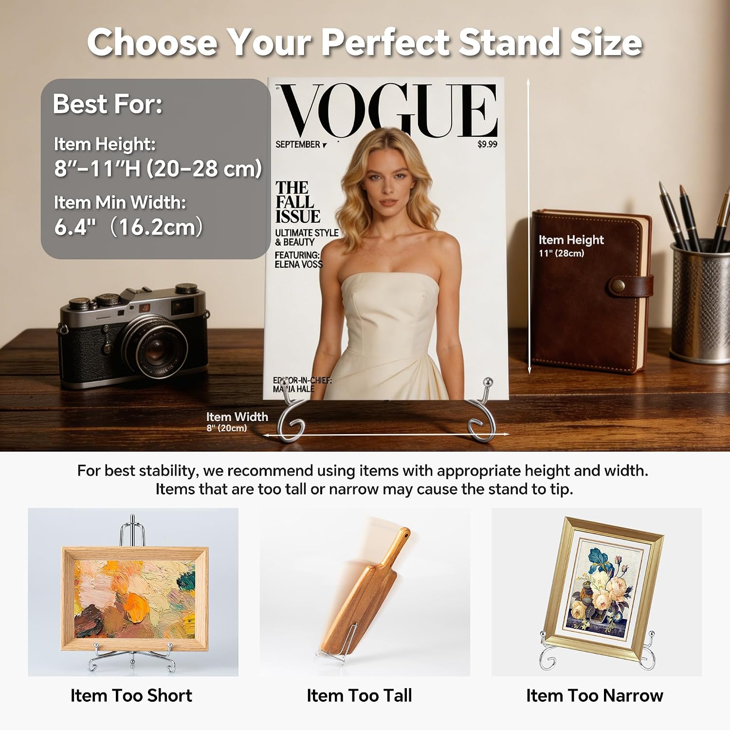 Artliving Plate Stands for Display, 8 Inch Decorative Plate Holder, Metal Picture Stand for Table, Small Easels for Display Card, Photo, and PSA Slab - Ideal for Party and Wedding (Silver, 2 Pack) image 5