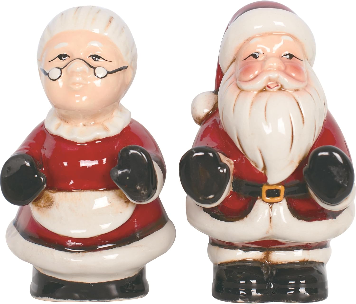 Transpac Dolomite Christmas Couple Salt and Pepper Shaker Set - 4.5" Mr. & Mrs. Claus - Multicolor Tabletop Decor - Food Safe, Indoor Use - Perfect for Holiday Dining Multicolor