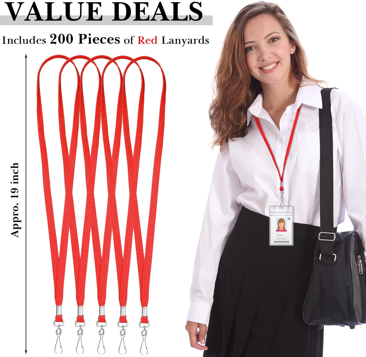 Epakh 200 Pcs Lanyards for ID Name Badge Holder Neck Lanyard Flat with Clips Neck Straps for Office School Nurse - Image 2