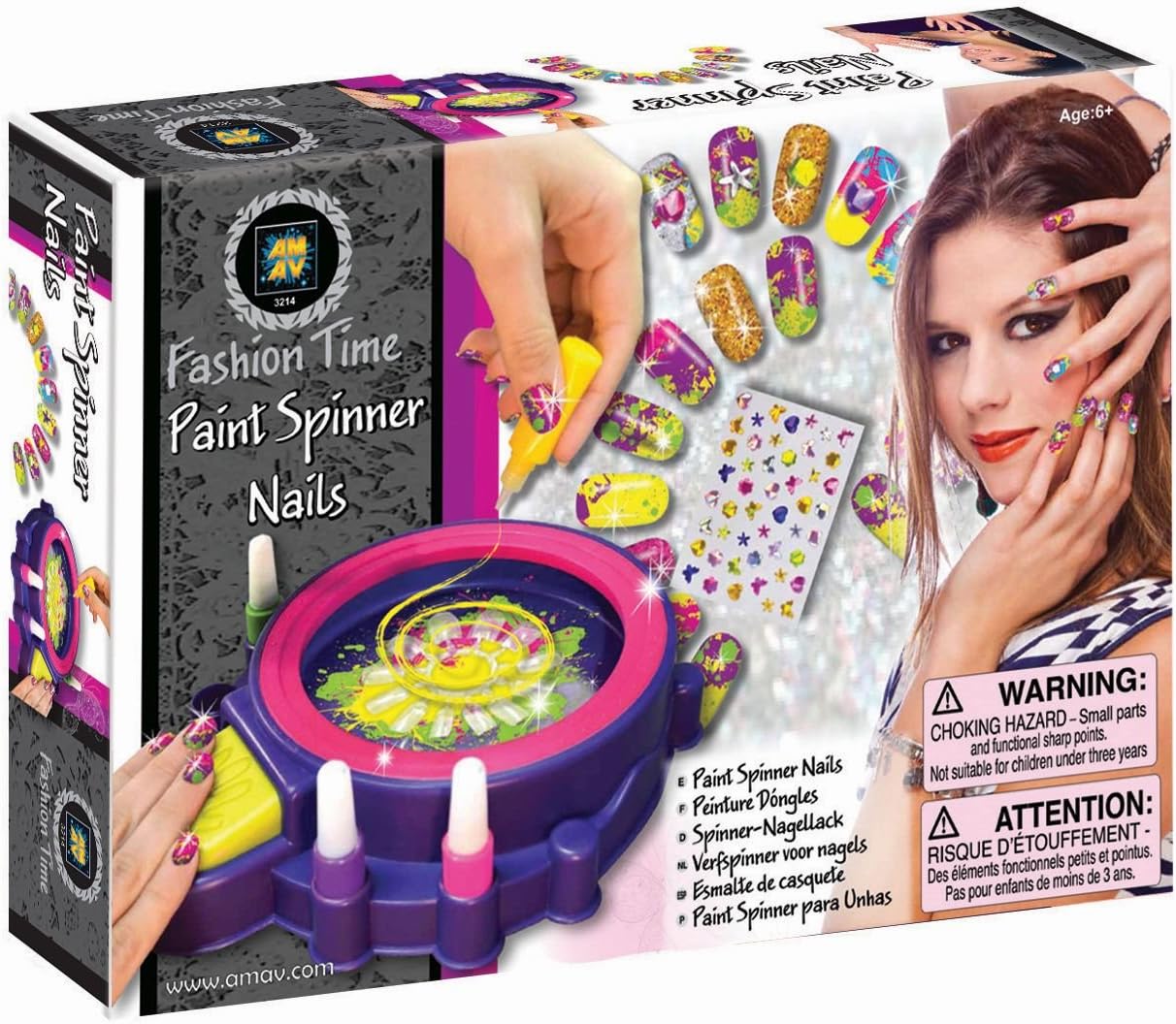 AMAV Toys Fashion Time - Paint Spinner Nails Multi Color Craft Kit