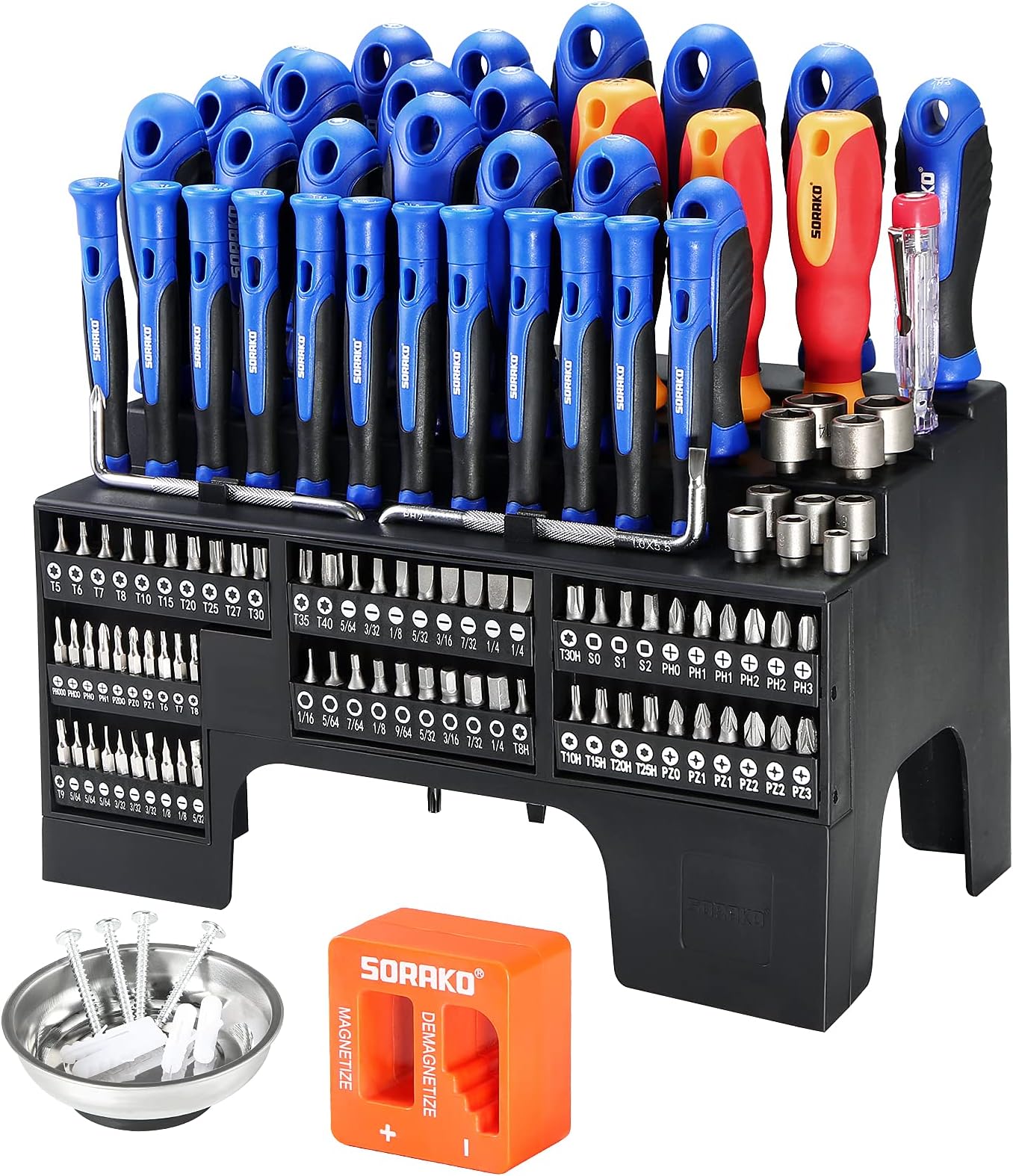Screwdriver Set, 118-Piece Magnetic Screwdriver Set with Plastic Racking, SORAKO Precision Screwdriver Kit for Home Repair, Improvement, DIY Craft, Men Tools Gift, Screw Driver Set