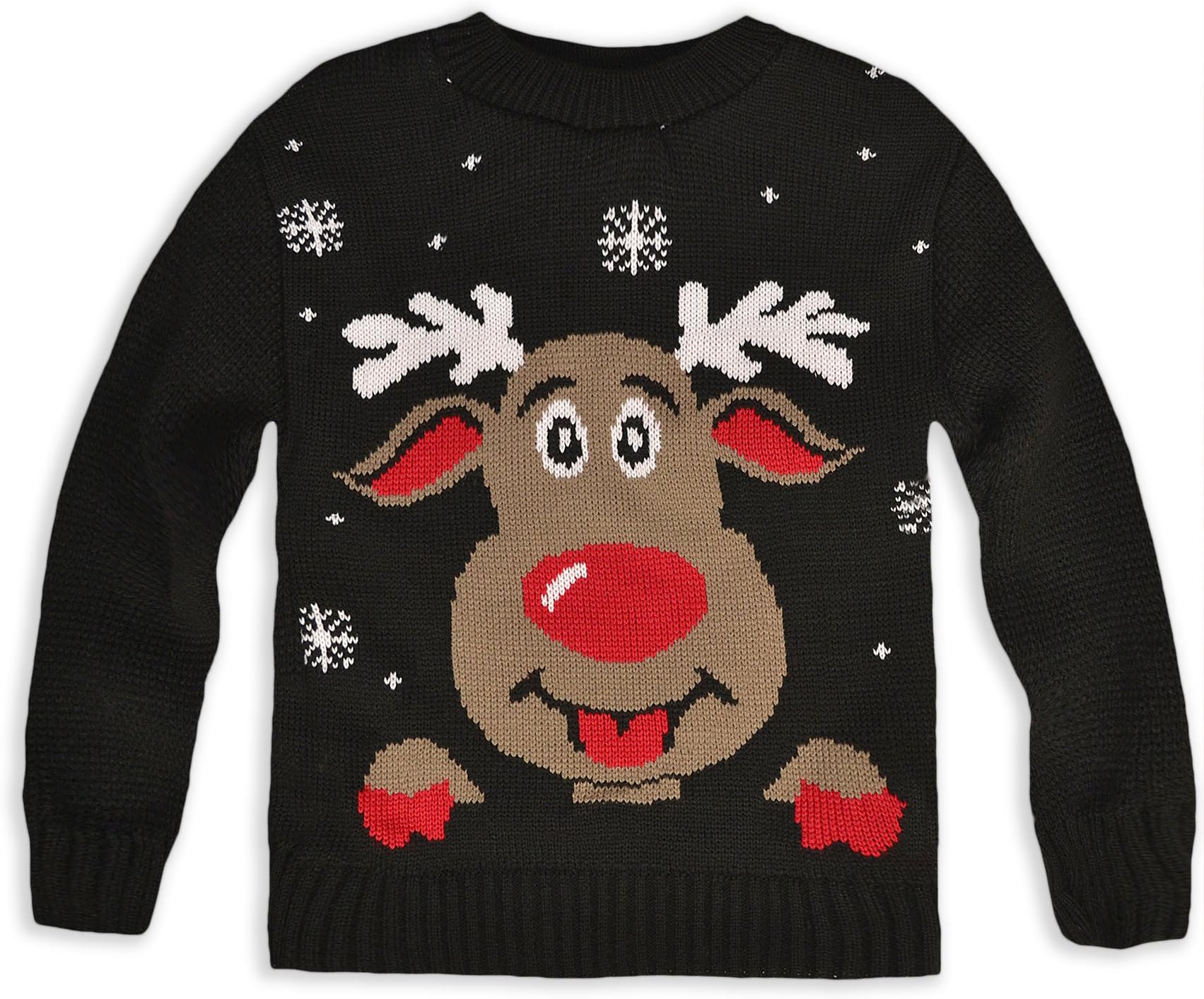 Kids Christmas Jumper Boys Girls Knitted Rudolph Reindeer Sweater
