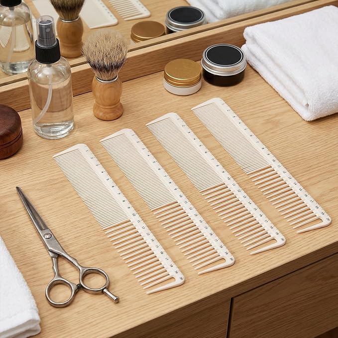 4 Peines de Corte con Medidor Antiestáticos Beige miniatura 5