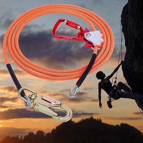 Miniatura 8 de Línea abatible, línea de alambre de 12 pulgada x 14 pies, kit de línea abatible de núcleo de alambre con ajustador de mosquetón de triple bloqueo,