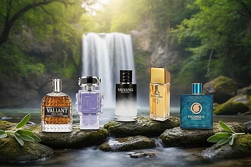 Miniatura 3 de Signature Scent - Juego de mini fragancias de 5 piezas para hombre, incluye Salvang, 1 billon, Vigorous, Valiant & Robot Collection de fragancias