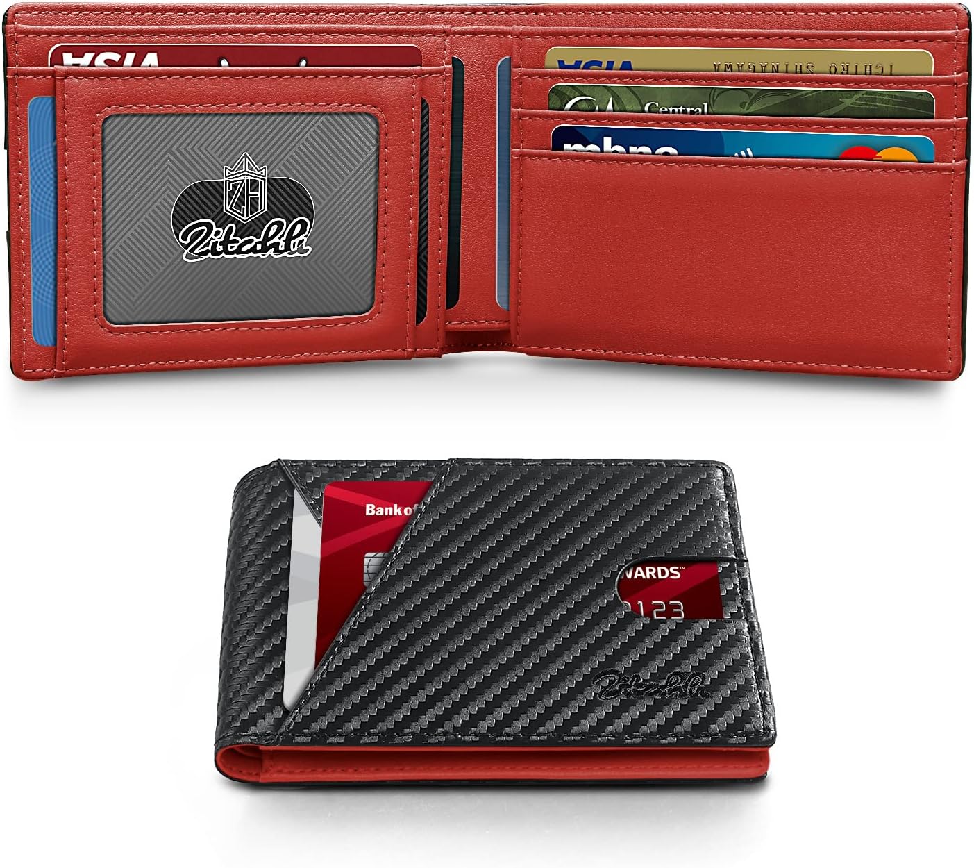 Zitahli Bifold Wallets for Men - Slim RFID Leather Credit Card Holder for 6-11 Cards, Minimalist Thin Wallet with ID Window & Cash Slot,Front Pockt Carteras Para Hombres, Birthday Gifts for Men