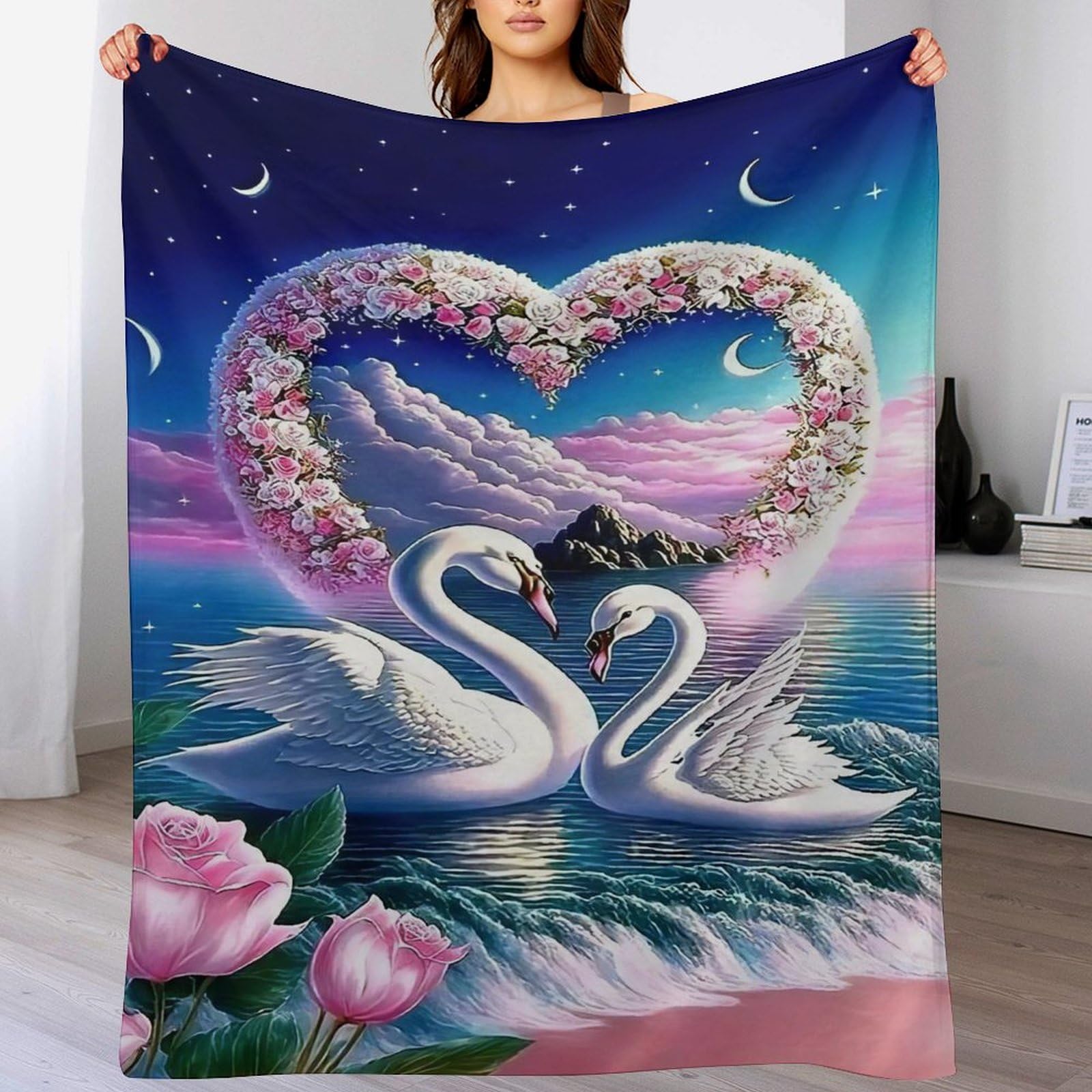 Tapis douillet et couverture polaire Cygne pour vos soirées