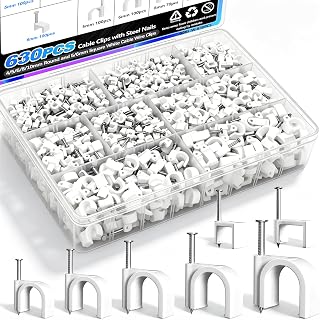 mxuteuk assortment of white round and square cable clips