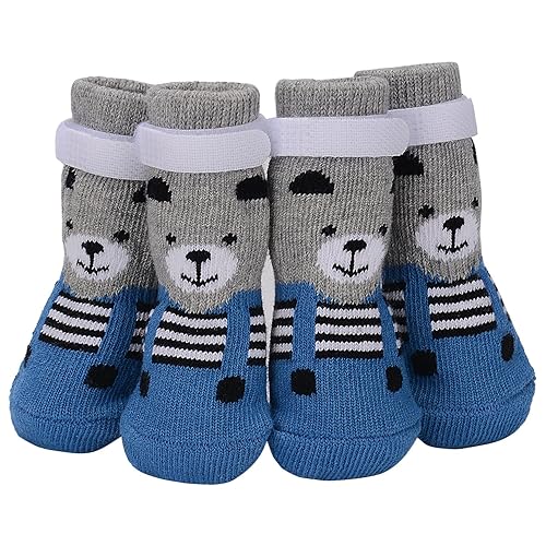PETLOFT Anti-Slip Dog Socks, 4pcs Indoor Non-Skid Dog Socks with