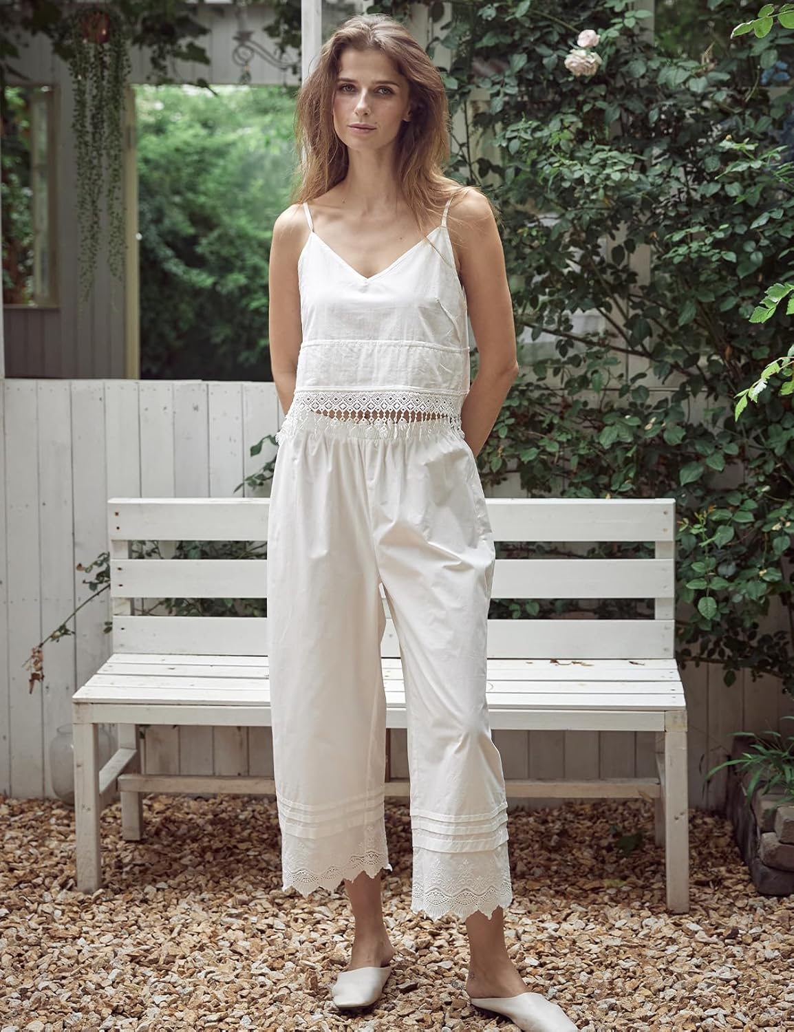 BEAUTELICATE 100% Cotton Pettipants for Women Under Dress Horizontal Pleating Lace Trim Pockets - Image 4