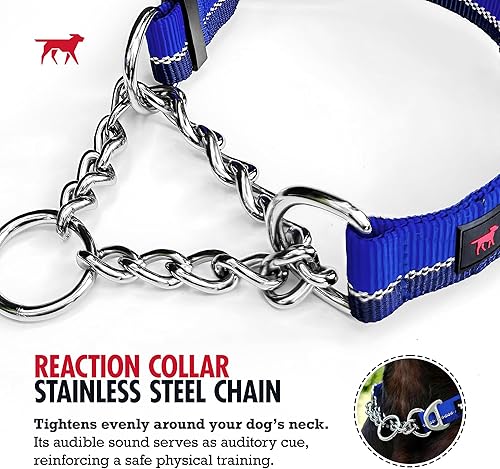Miniatura 4 de Tuff Pupper Collar Martingale para perros Suave diseño de cincha limitada de nailon y cadena de acero es perfecto para entrenamiento Puntos de