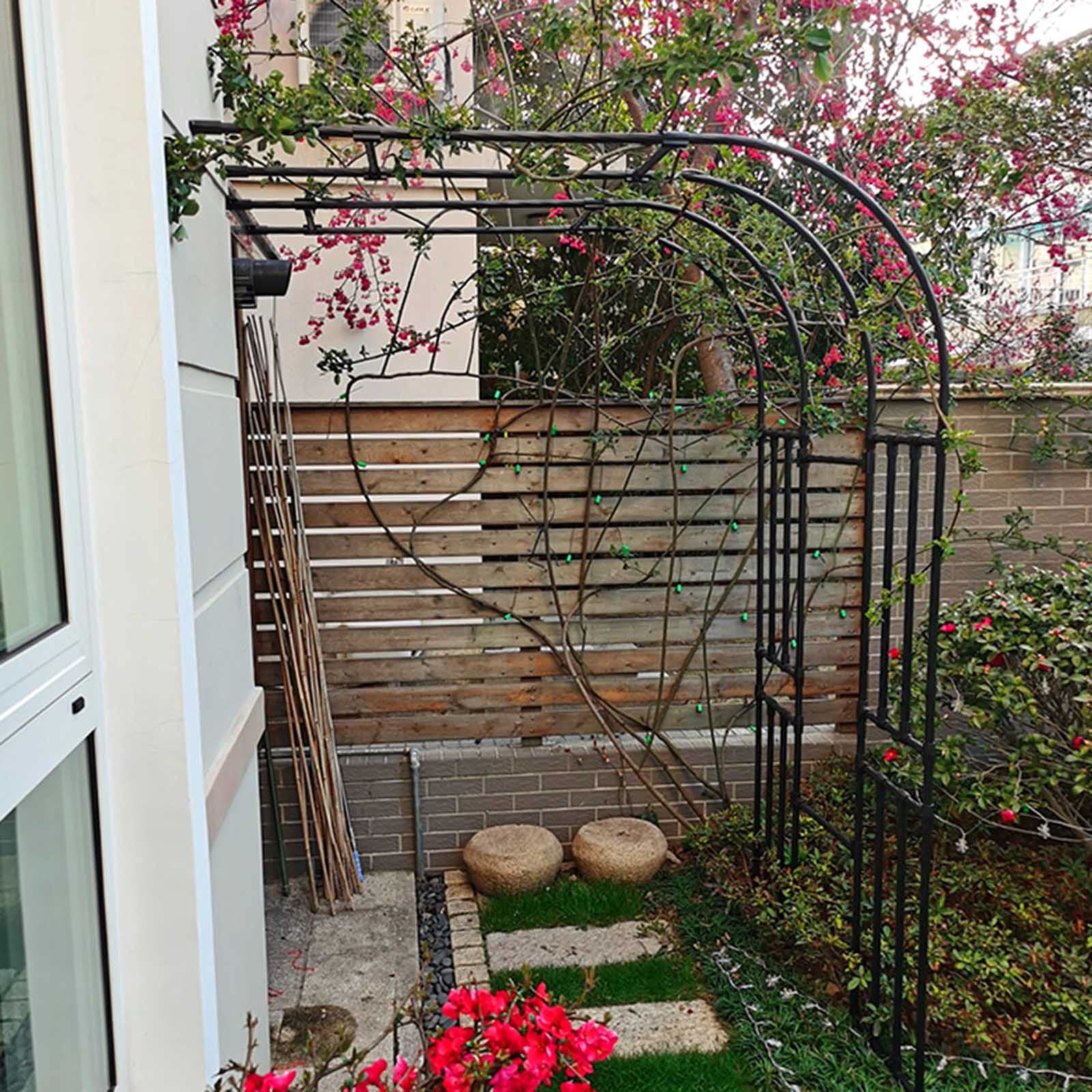 Arche de mariage robuste en métal noir, support floral de 1,5 m