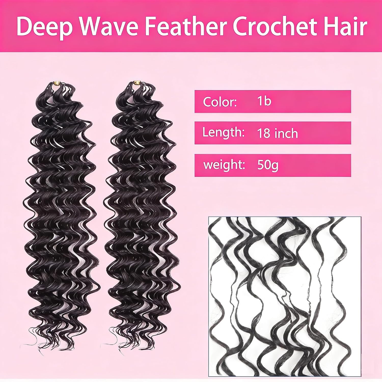 Human Crochet Hair for Black Women Deep Wave Crochet Human Hair Miracle Knots Crochet 18 Inch 40 Strands Pre-Separated Feather Invisible Crochet Hair Extensions