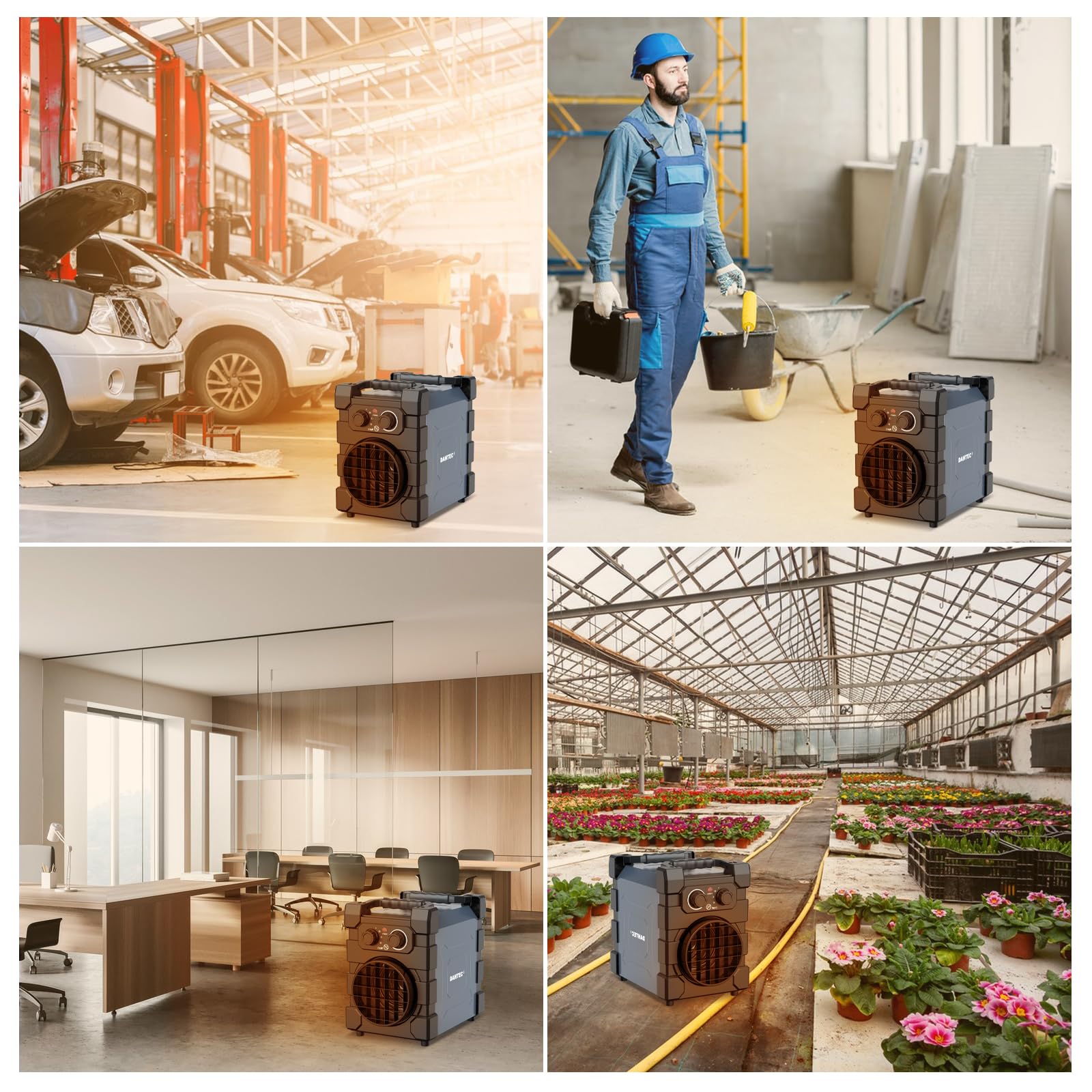 Calefactor Profesional 3000W - ECO & Carcasa Robusta - Calentador Electrico Industrial - Termostato y Protección Contra Sobrecalentamiento - Apto para Hogares, Tallers