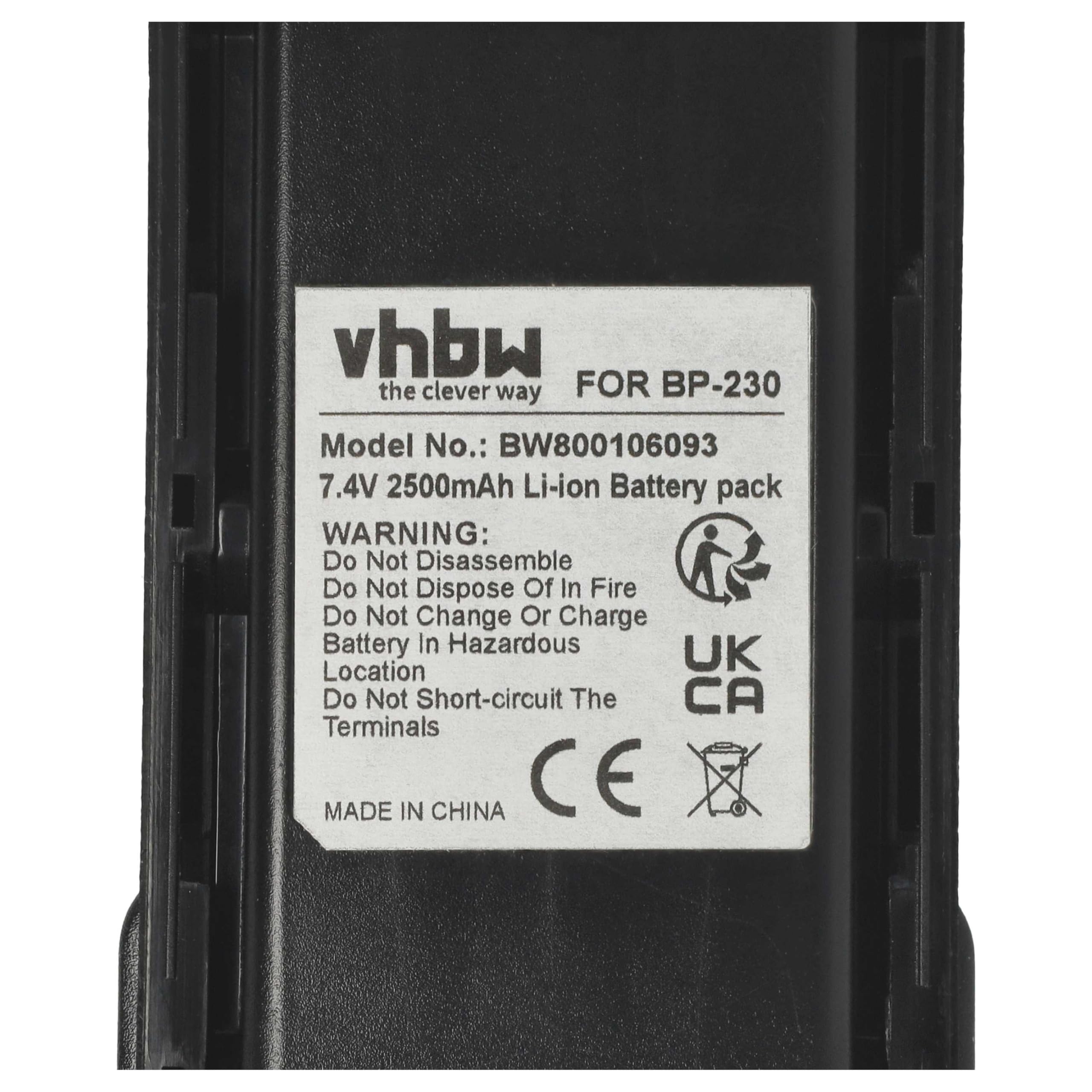 vhbw Bateria zamienna do Icom BP-232N, BP-232WP do krótkofalówki, Walkie Talkie (2500 mAh, 7,4 V, litowo-jonowa)