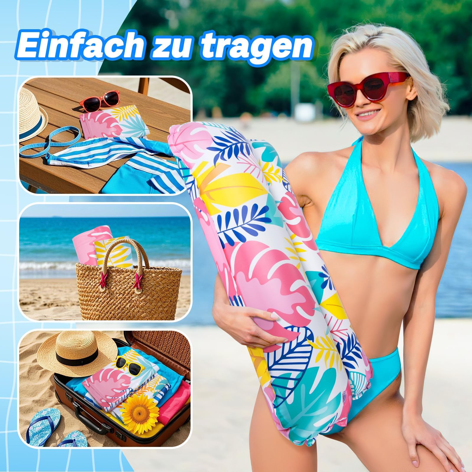 Elidepe Luftmatratze Pool, XL Pool Spielzeug Luftmatratze Wasser, 2 Stück PoolZubehör Spaß Erwachsene, 4 in 1 Wasserspielzeug Wasserhängematte