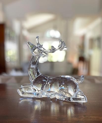 Miniatura 2 de TenWaterloo Reno acrílico de Navidad con aspecto de vidrio transparente, figura sentada, 7 pulgadas de alto