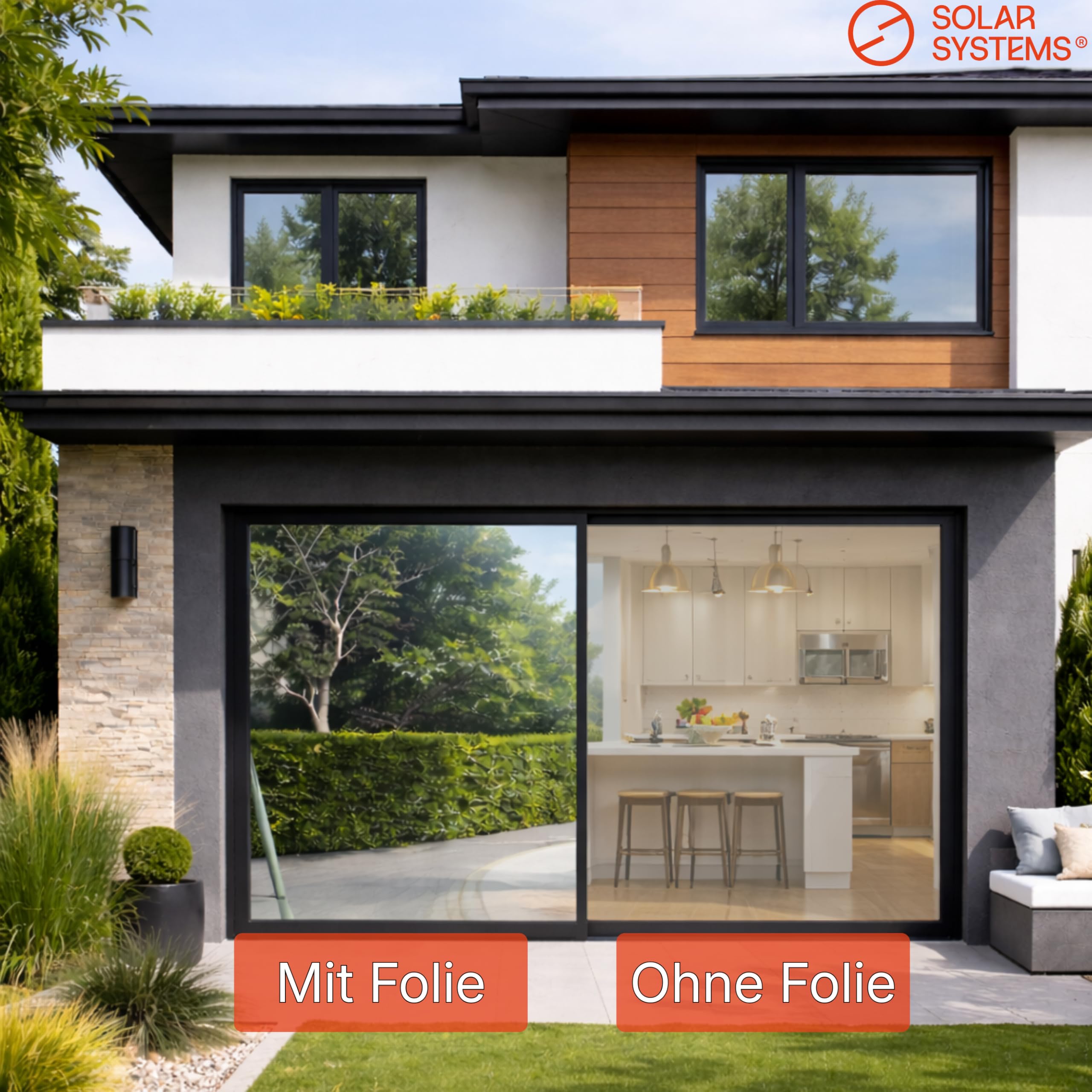 Solar Systems Hitzeschutzfolie Fenster Außen Silber 100 x 300 cm | Spiegelfolie für Außen mit Komplettset. Reduziert Hitze und Blendung. Schützt vor Wärmeverlust.