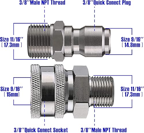 Miniatura 5 de Tool Daily Kit de válvula de bola para lavadora de alta presión, Tee de lavadora a presión, acoplador divisor, conexión rápida de dos pistolas a una