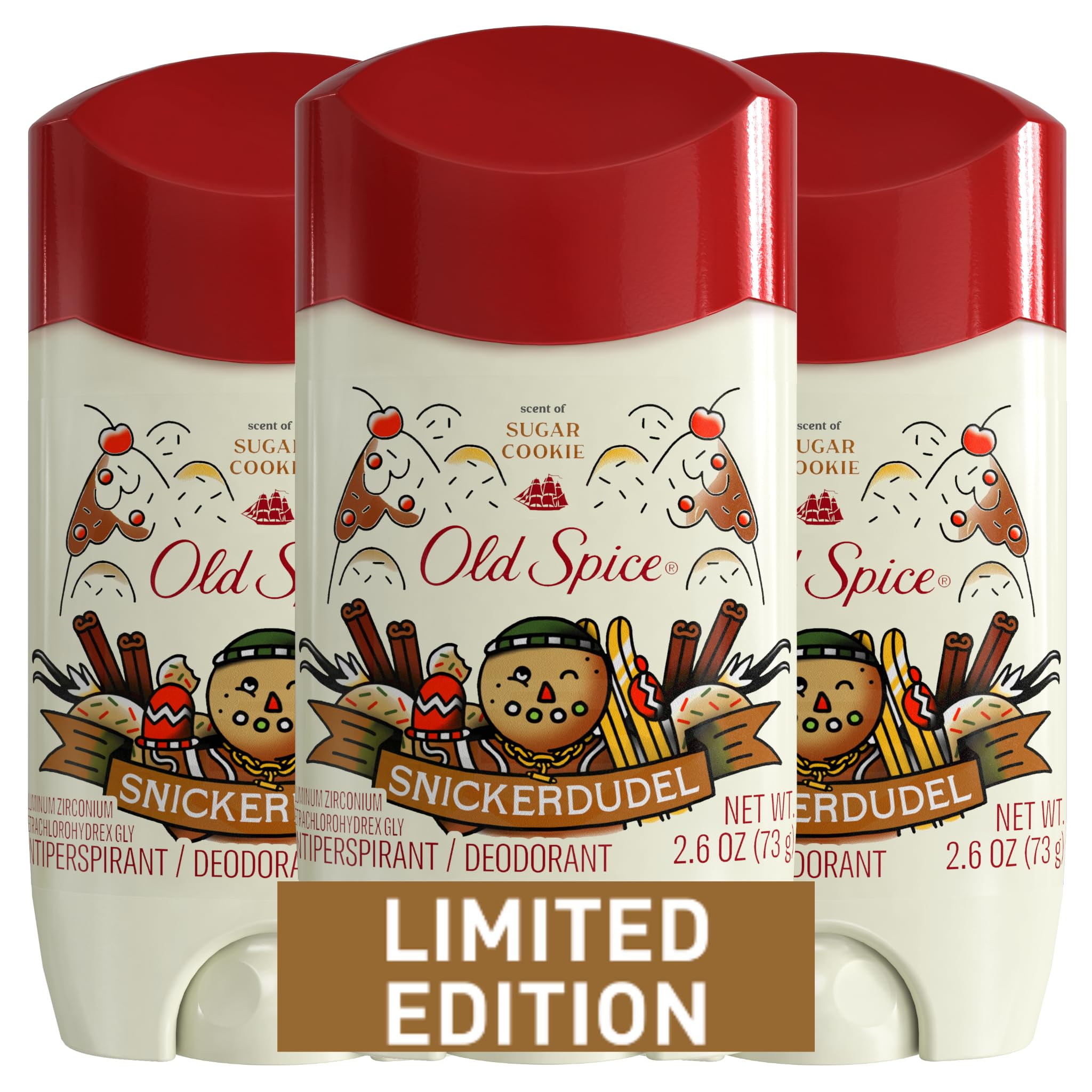 Old Spice Antiperspirant Deodorant for Men Holidudes Limited Edition 24 7 Sweat Protection Stocking Stuffer Snickerdudel Sugar Cookie