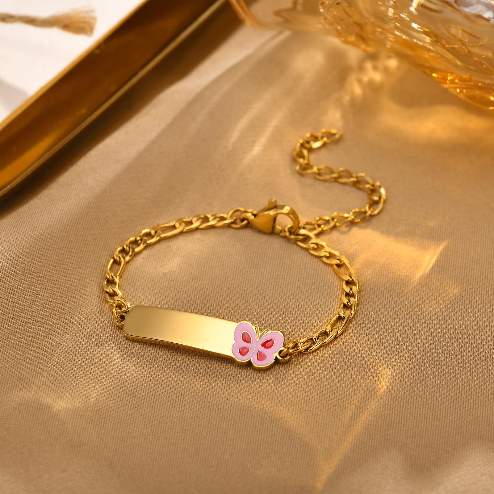 Gamtic Bracelet Personnalisé Filles Enfant Bébé, Bracelet Prénom Mignon Chaîne Figaro Réglable Bracelet Enfants Bracelet Garçon Bracelet Fille Bracelet Bébé Bracelets Cadeaux De Baptême