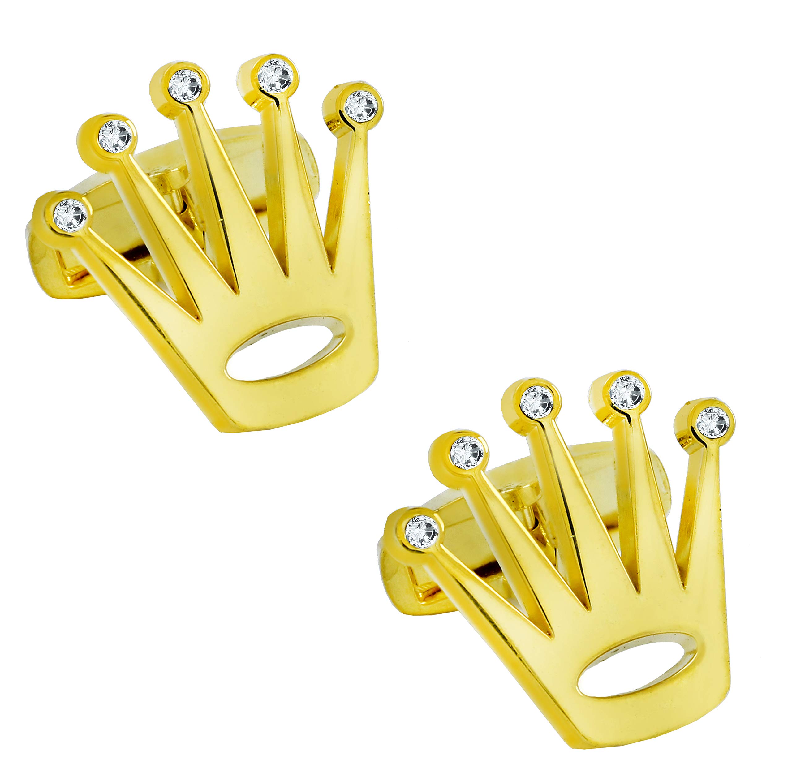 Zivom® Crown Luxury Austrian Crystal Cubic Zirconia 18K Gold Brass Office Formal Shirt Blazer Cufflinks Pair Men Gift Box (B085FVPC8S) Amazon Price History, Amazon Price Tracker