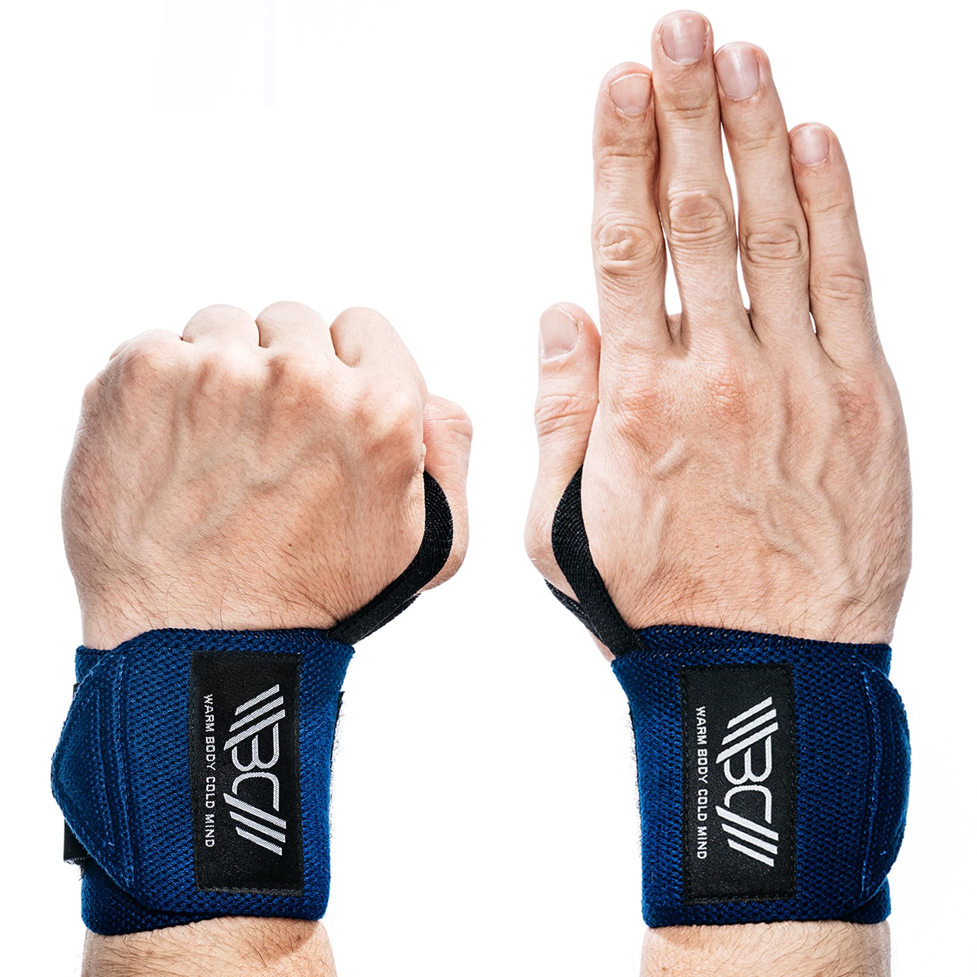 WARM BODY COLD MIND - Premium Weight Lifting Wrist Wraps for Crossfit, Powerlifting, Deadlift, Gym, Workout, Exercises & Fitness, Heavy-Duty Wrist Support with Thumb Loop (Navy 12") โ image 1