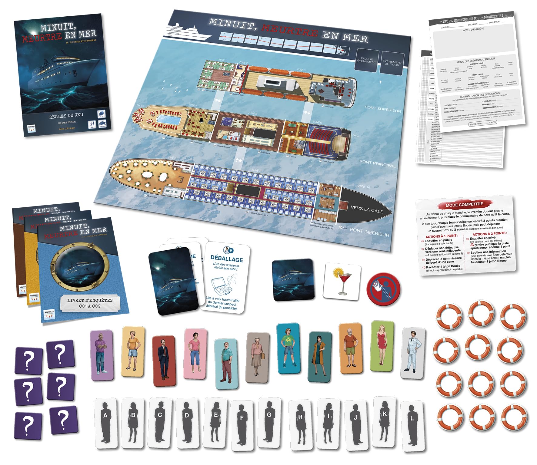 Asmodee - Mezzanotte, Omicidio in Mare 2nde Edizione - Multifaccia - Gioco investigativo sceneggiato - Cooperativo o Solo - Da 14 Anni - 1 a 6 Giocatori - 30 a 90 Min - Versione Italiana