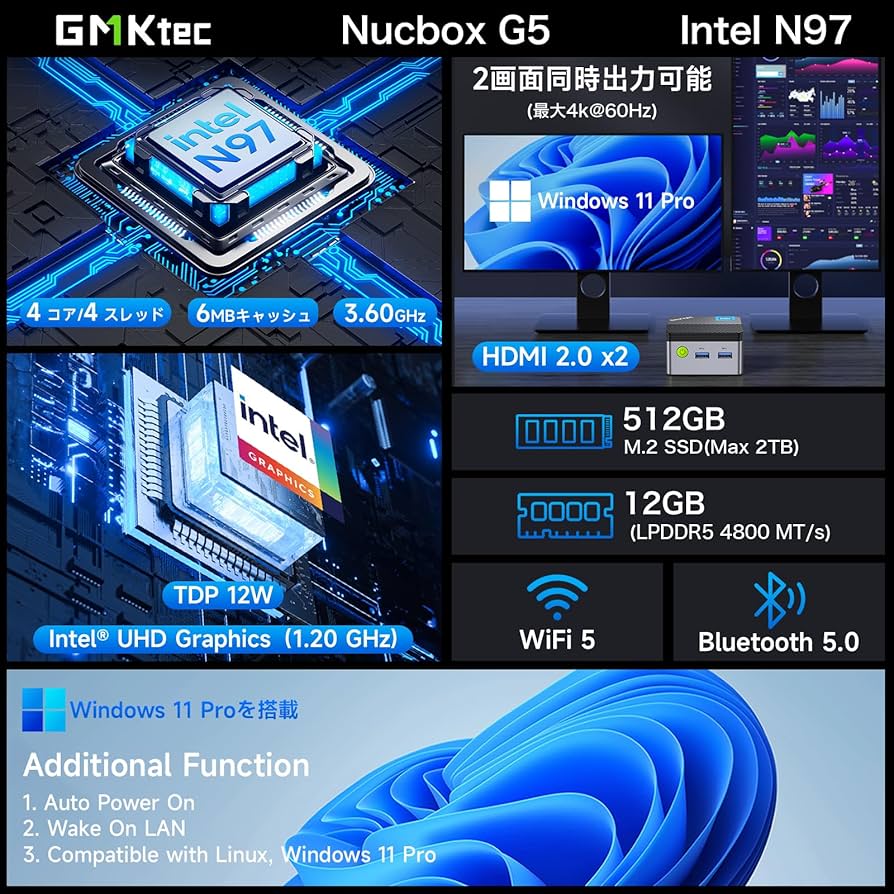 Amazon.co.jp: GMKtec ミニpc 【N150より速い】第12世代インテル