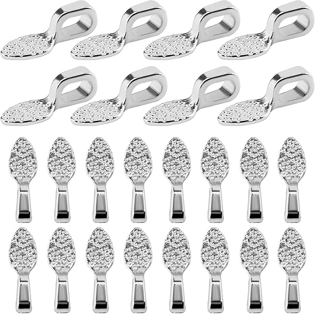 TOYMIS 100Pcs 15x5mm Oval Spoon Glue on Earring Bail Jewelry Bails for DIY Making Scrabble Glass Cabochon Tiles Pendants (Silver)