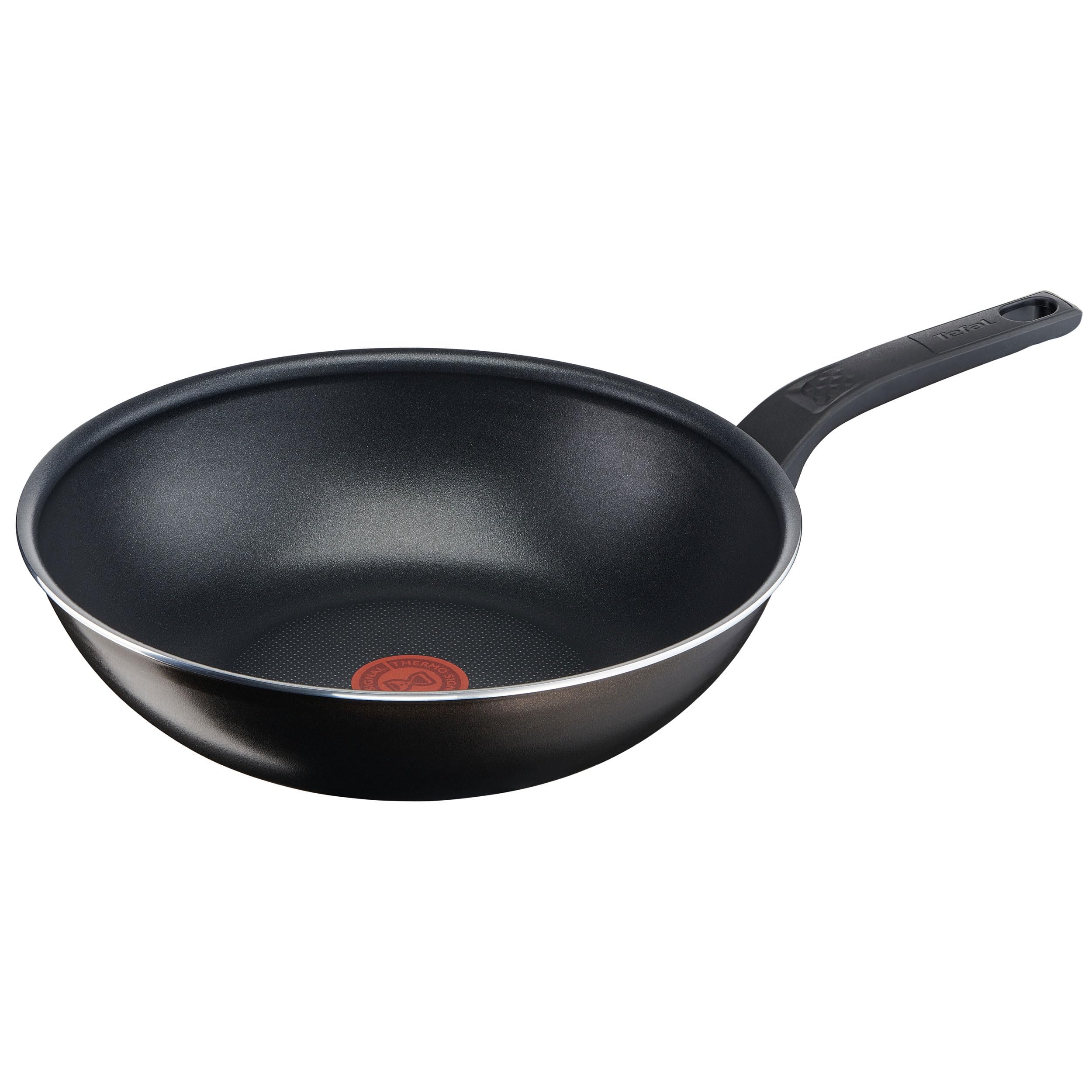 Tefal Easy Cook & Clean Wokpan, 28 cm, antiaanbaklaag, thermo-signaal, temperatuurindicator, geen inductie, zwart, B5551933