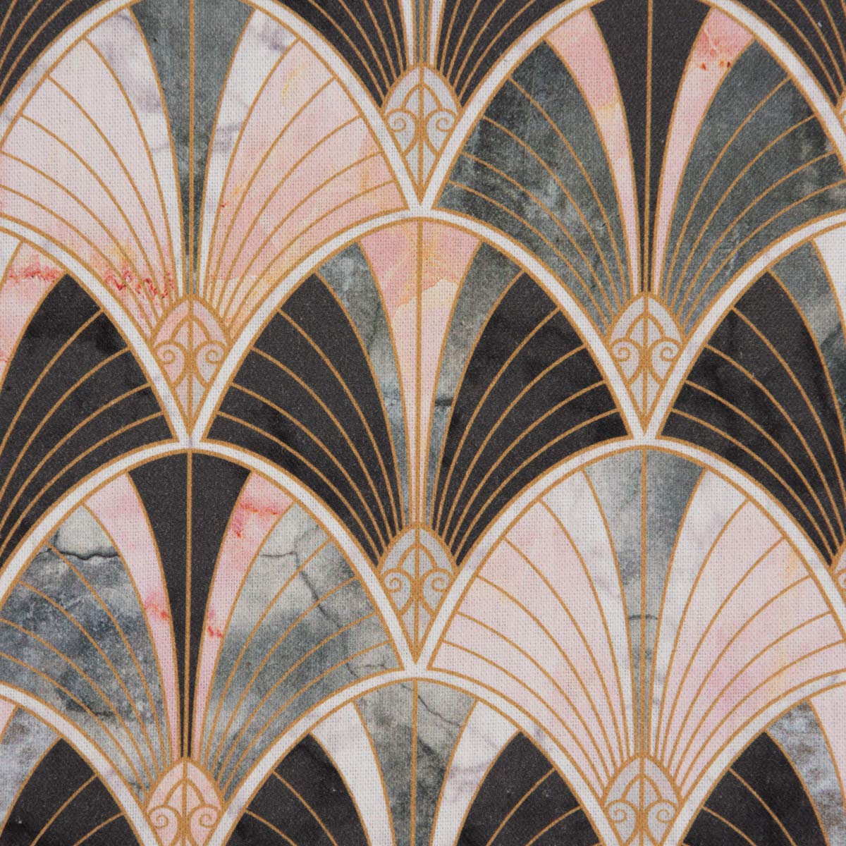 SCHÖNER LEBEN. Chemin de table Art Deco - Arche marbre - Vert, rose, marron - 40 x 160 cm