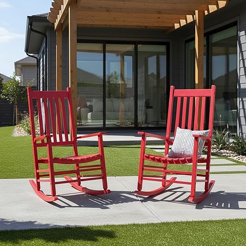 Vista 70 de Shine Company Inc. Silla mecedora para porche estilo Vermont, 4332WT, color blanco